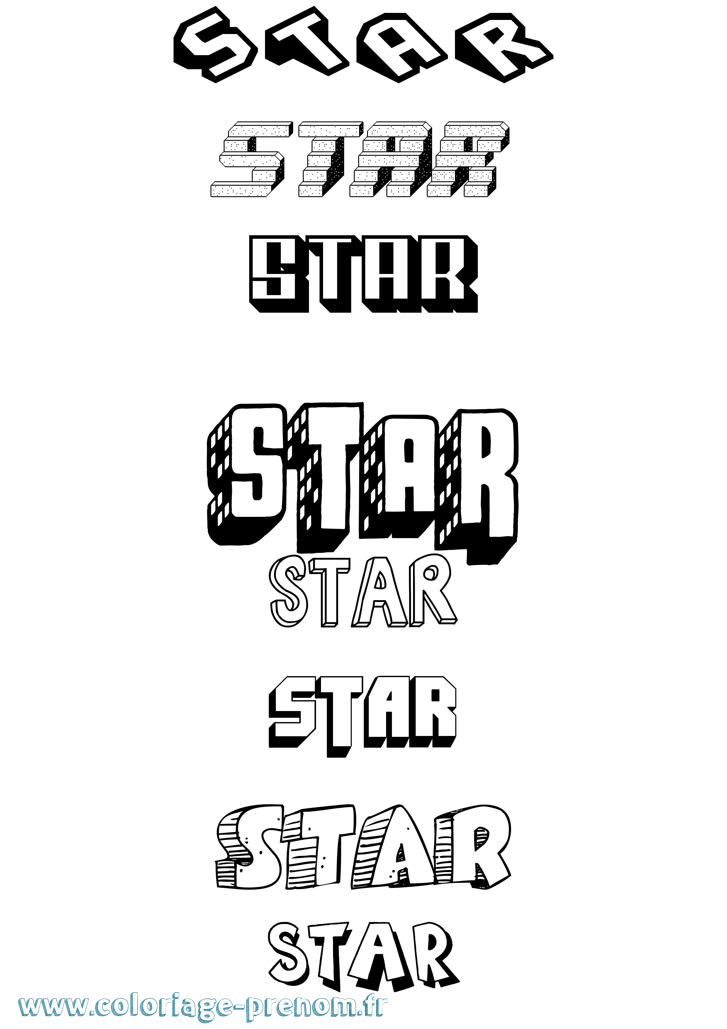 Coloriage Star Effet 3D Coloriage prénom Star Effet 3D