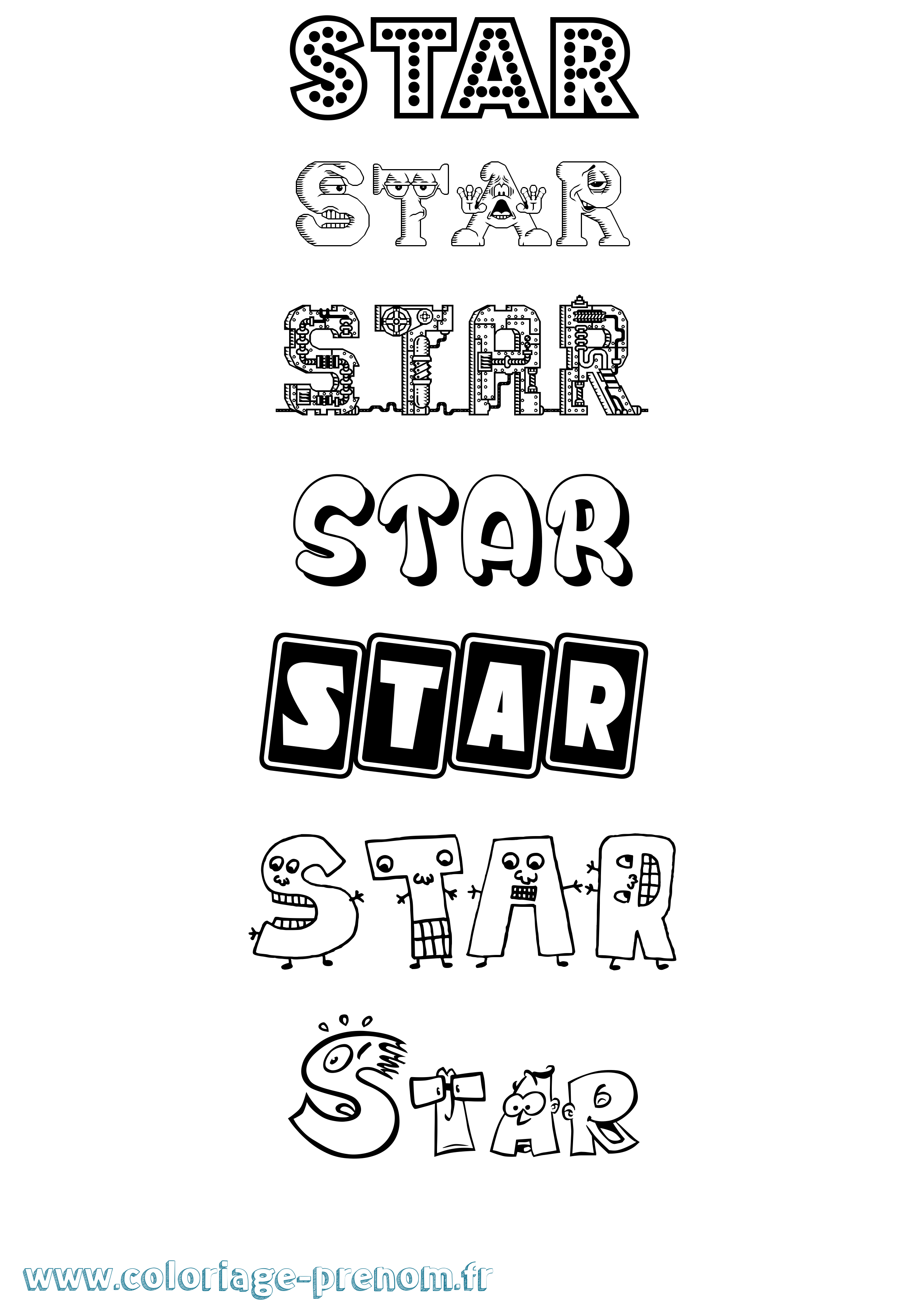 Coloriage Star Fun Coloriage prénom Star Fun