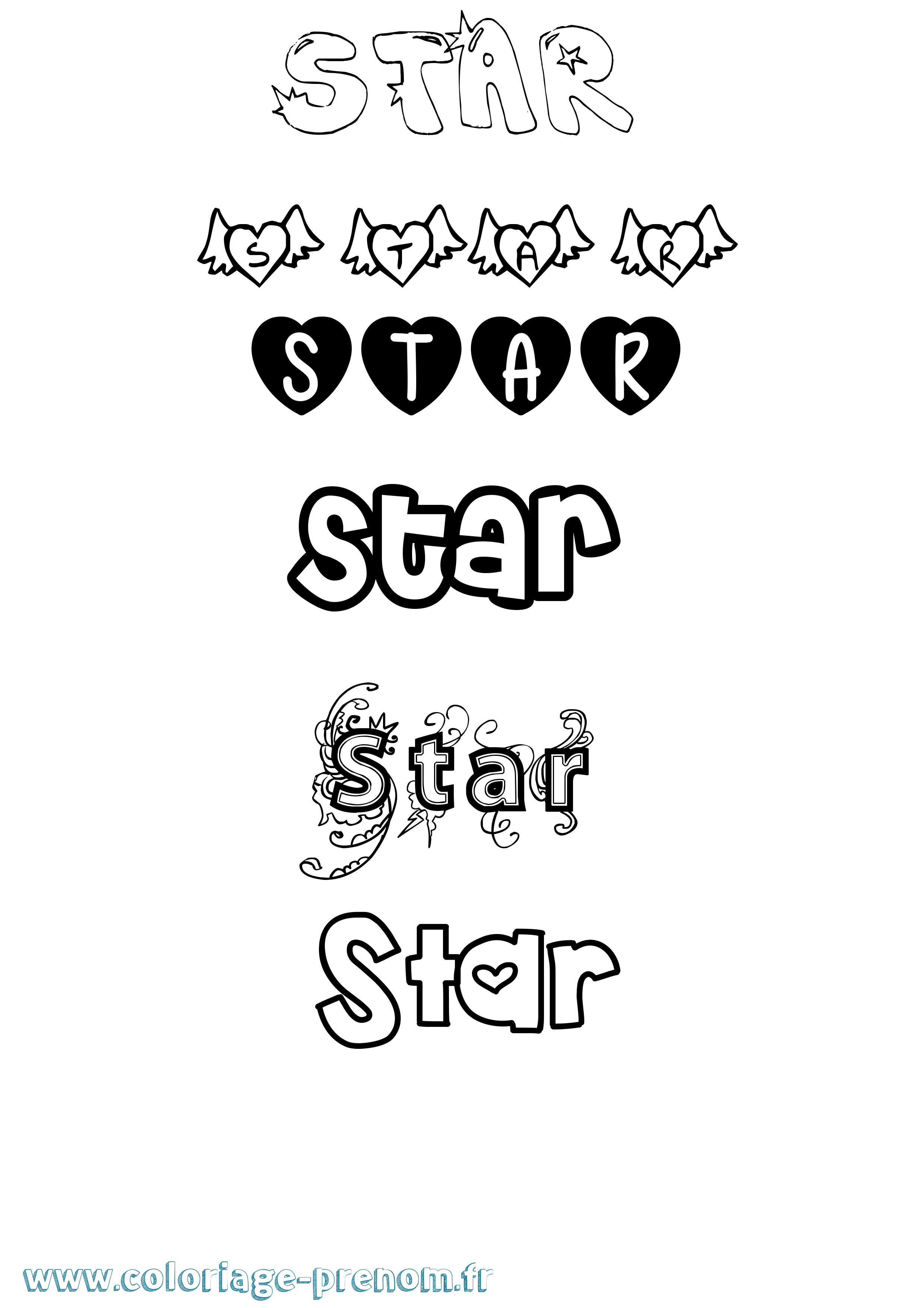 Coloriage Star Girly Coloriage prénom Star Girly