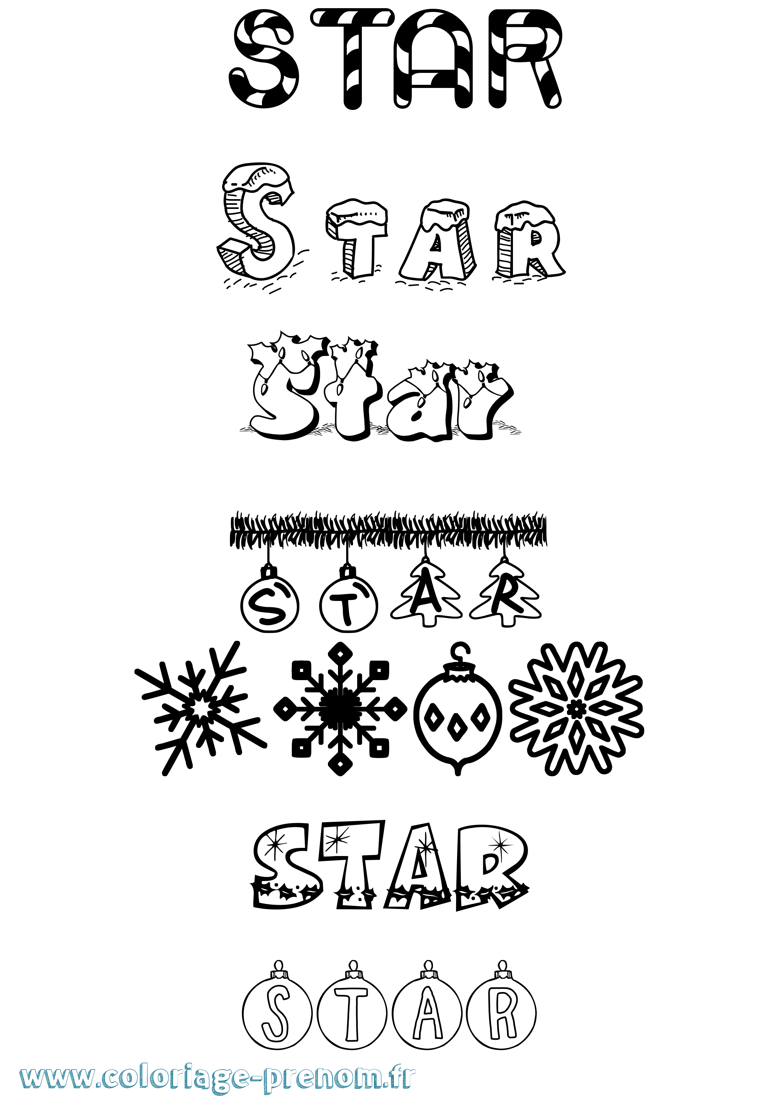Coloriage Star Noël Coloriage prénom Star Noël