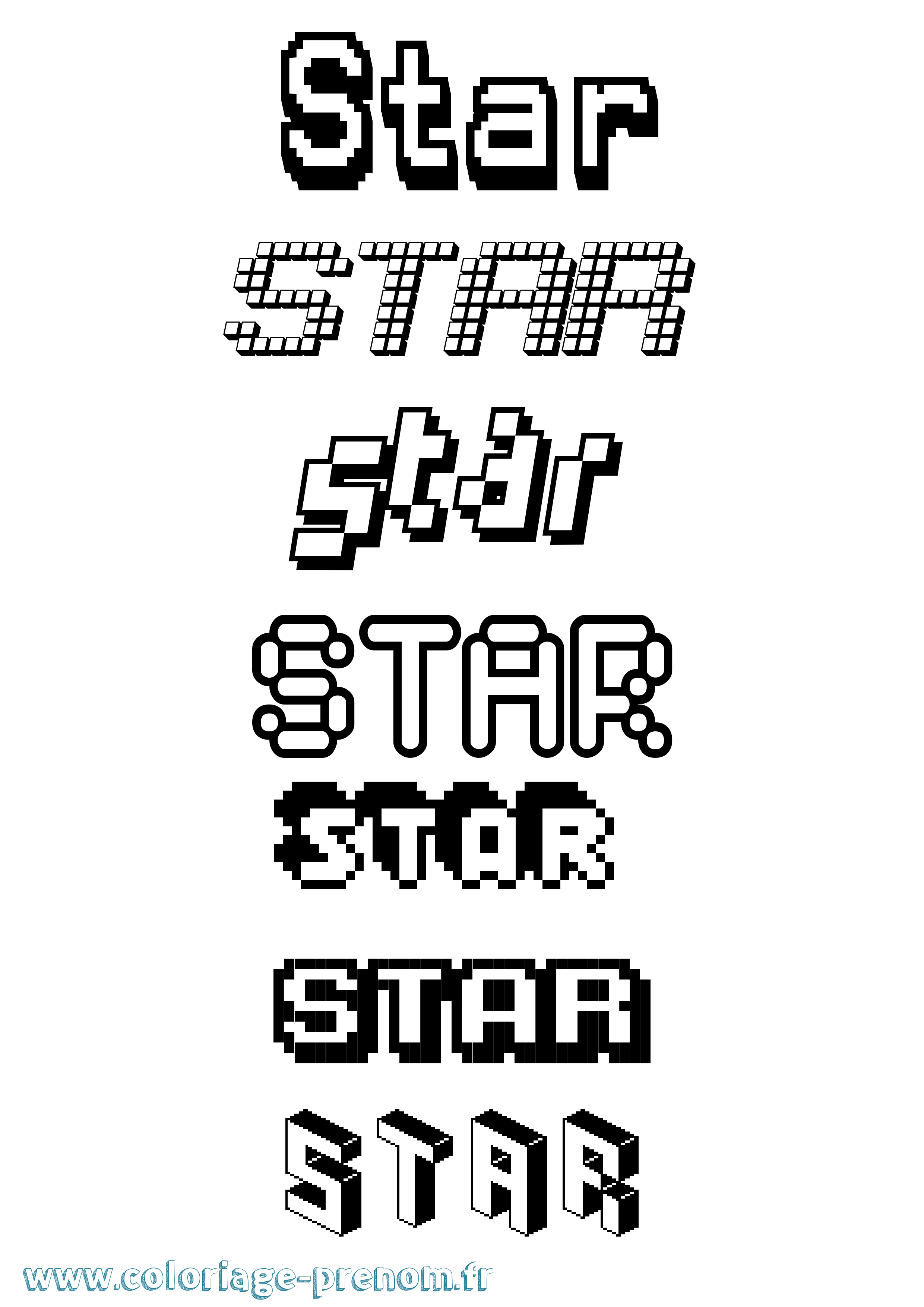 Coloriage Star Pixel Coloriage prénom Star Pixel