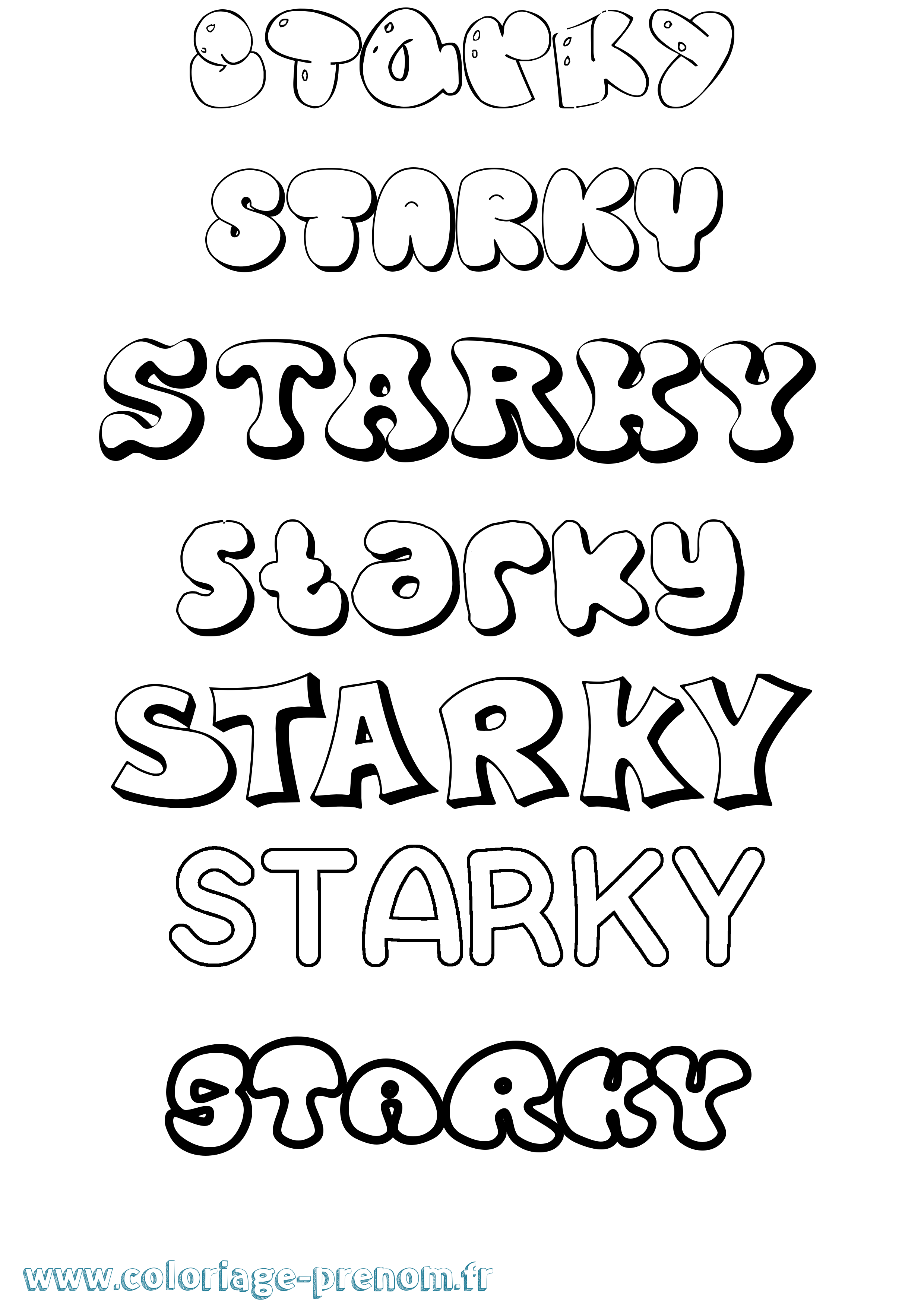 Coloriage Starky Bubble Coloriage prénom Starky Bubble