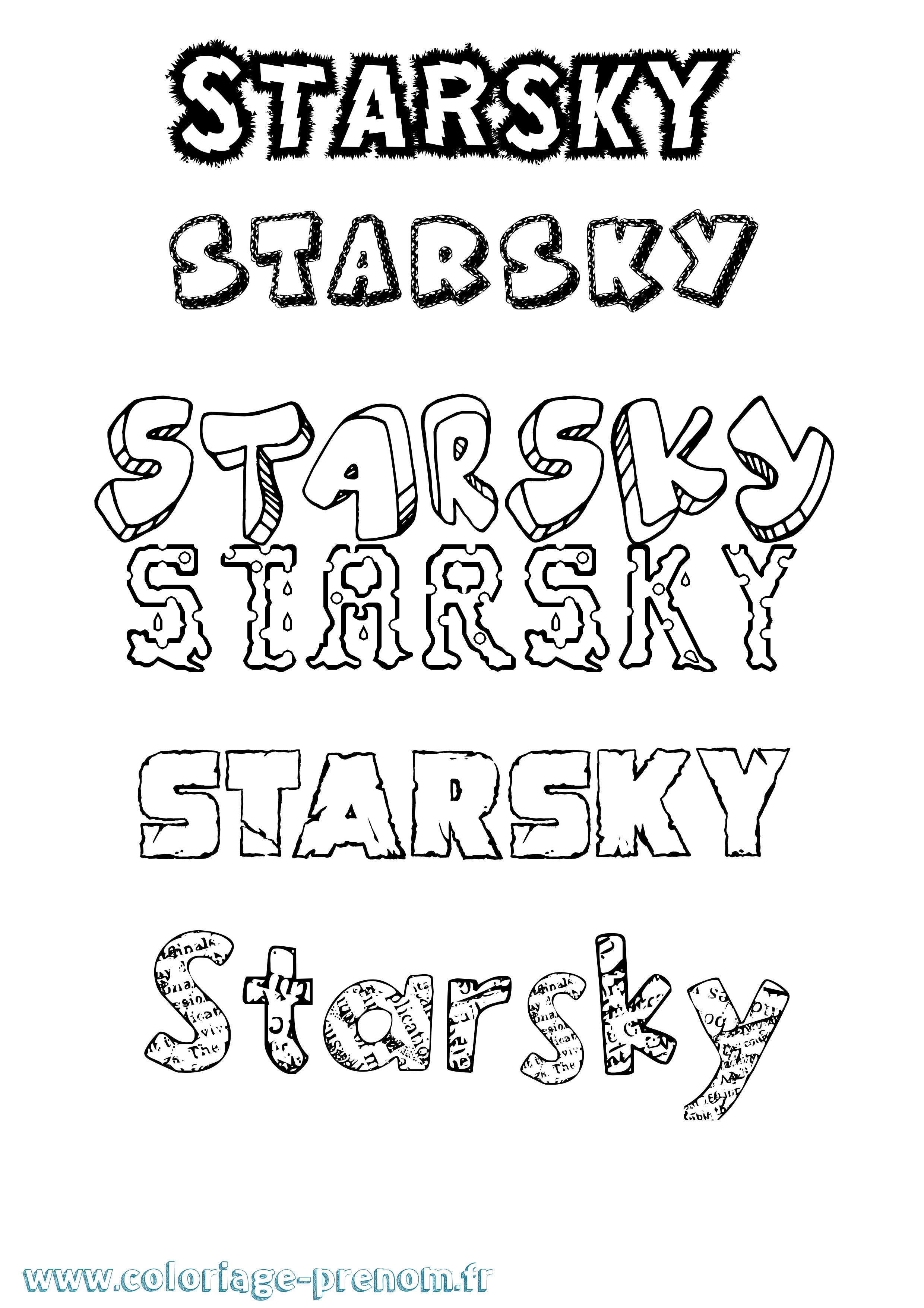 Coloriage Starsky Destructuré Coloriage prénom Starsky Destructuré