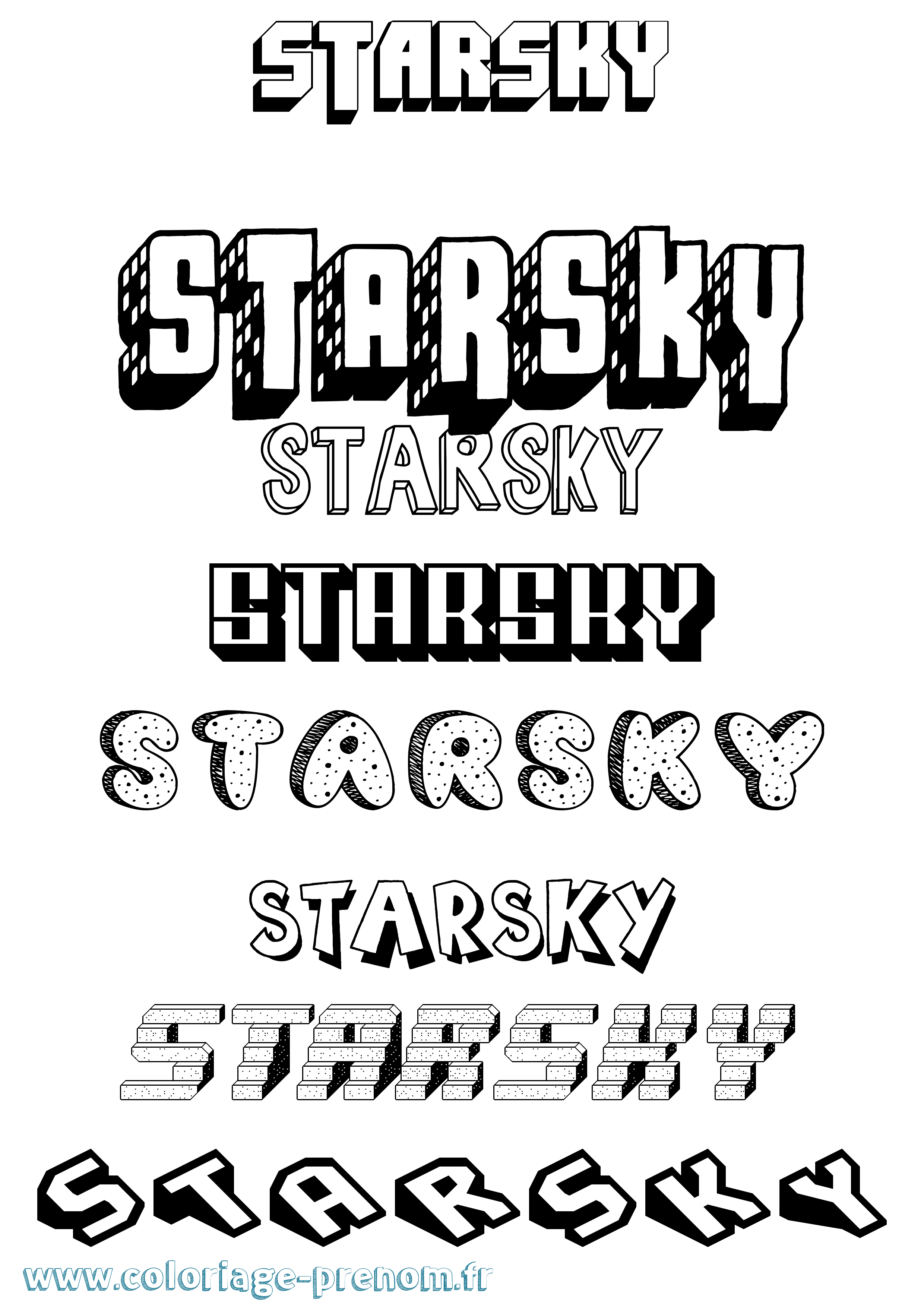 Coloriage Starsky Effet 3D Coloriage prénom Starsky Effet 3D