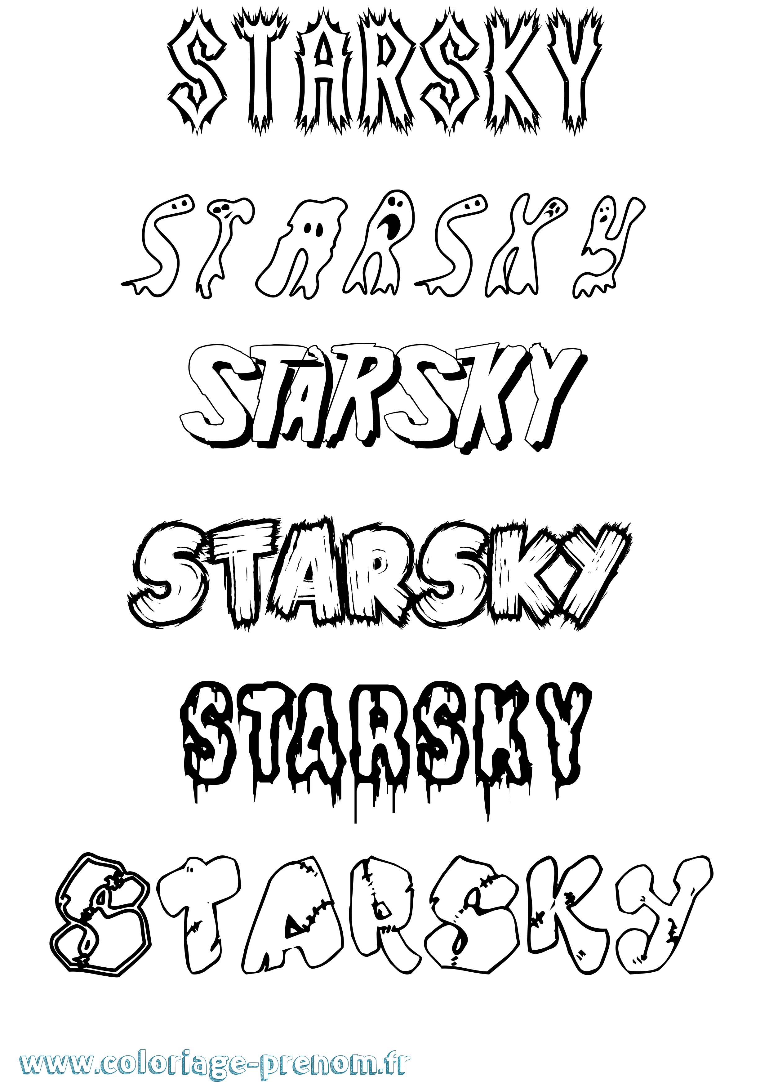 Coloriage Starsky Frisson Coloriage prénom Starsky Frisson