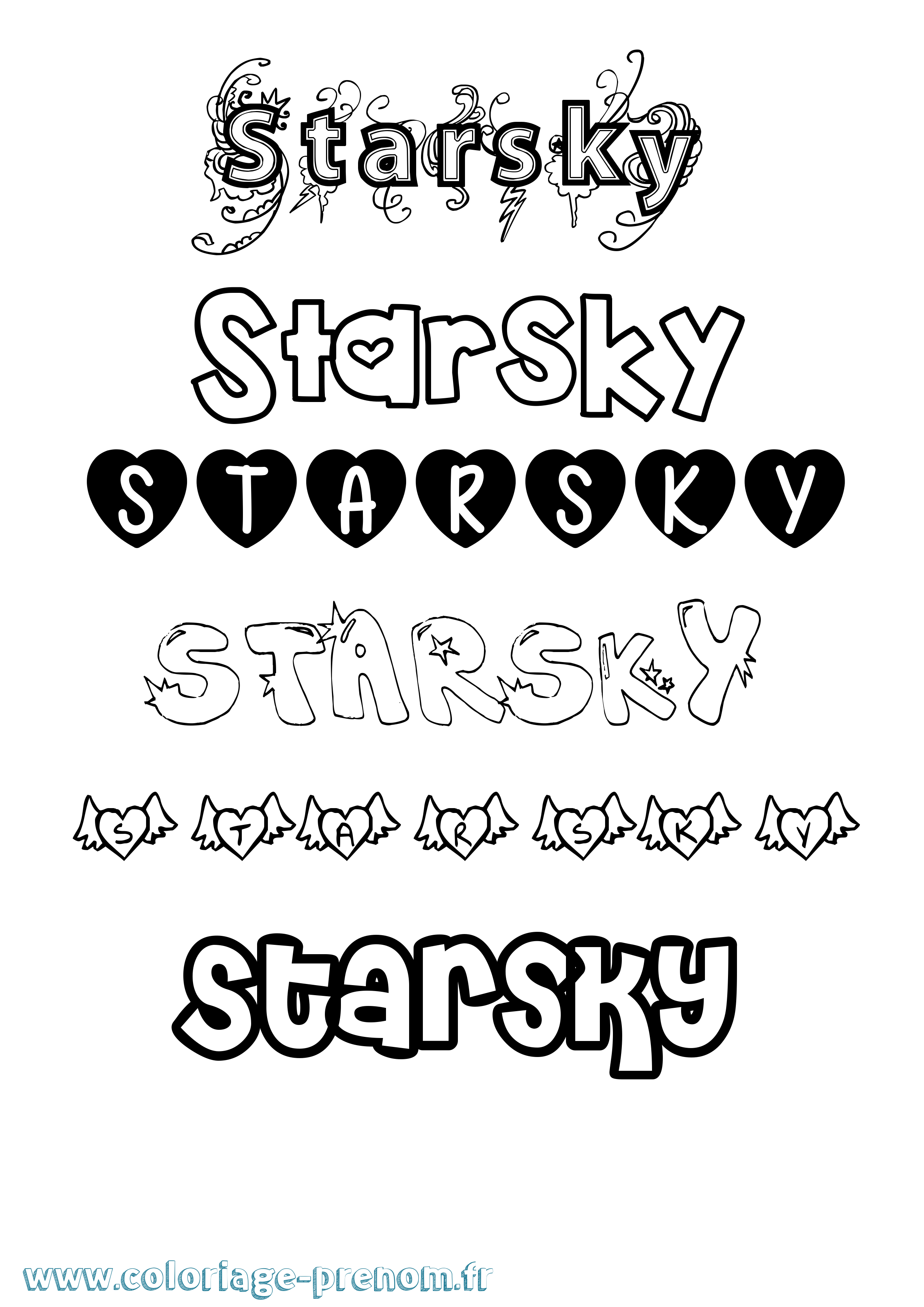 Coloriage Starsky Girly Coloriage prénom Starsky Girly