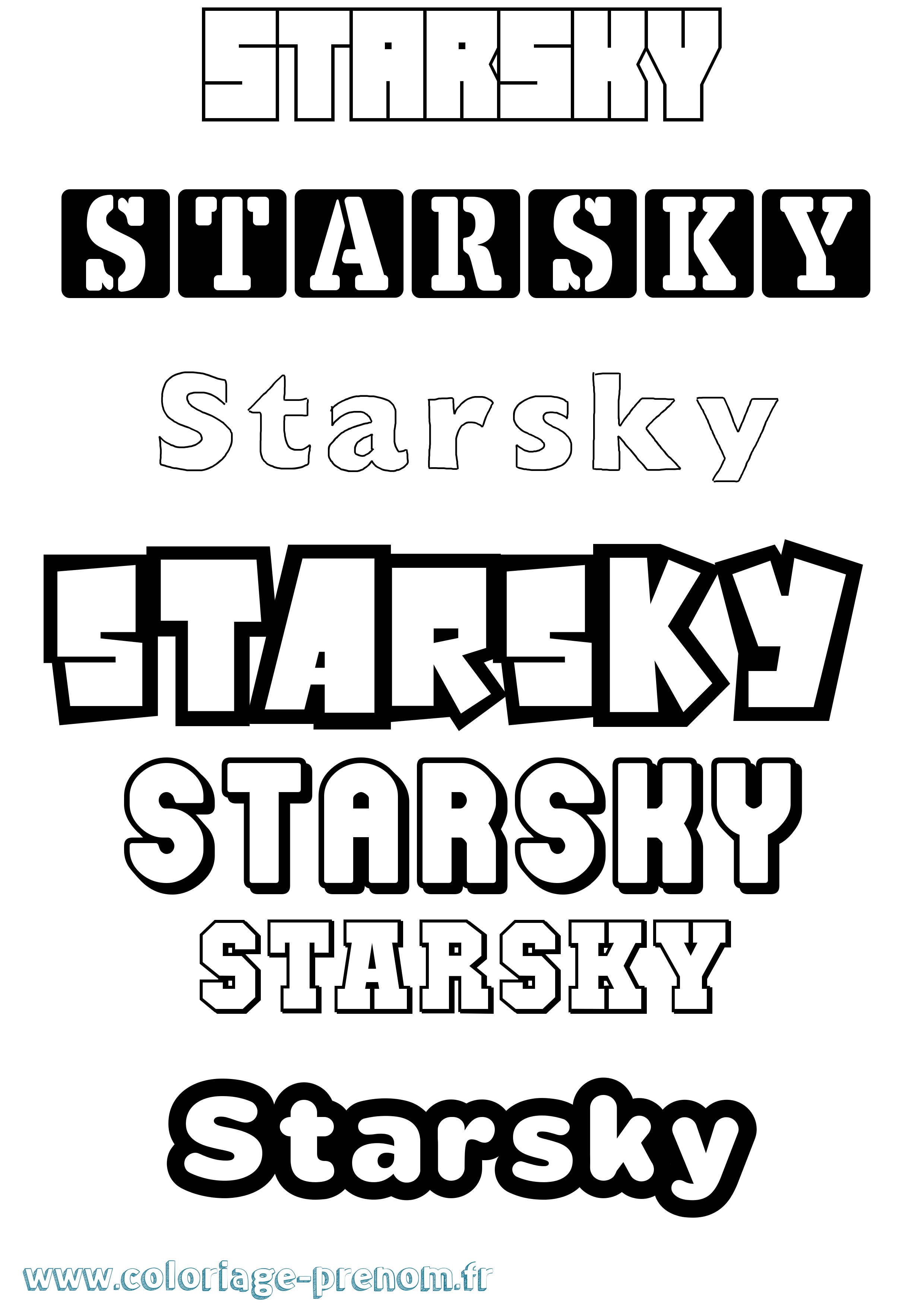 Coloriage Starsky Simple Coloriage prénom Starsky Simple