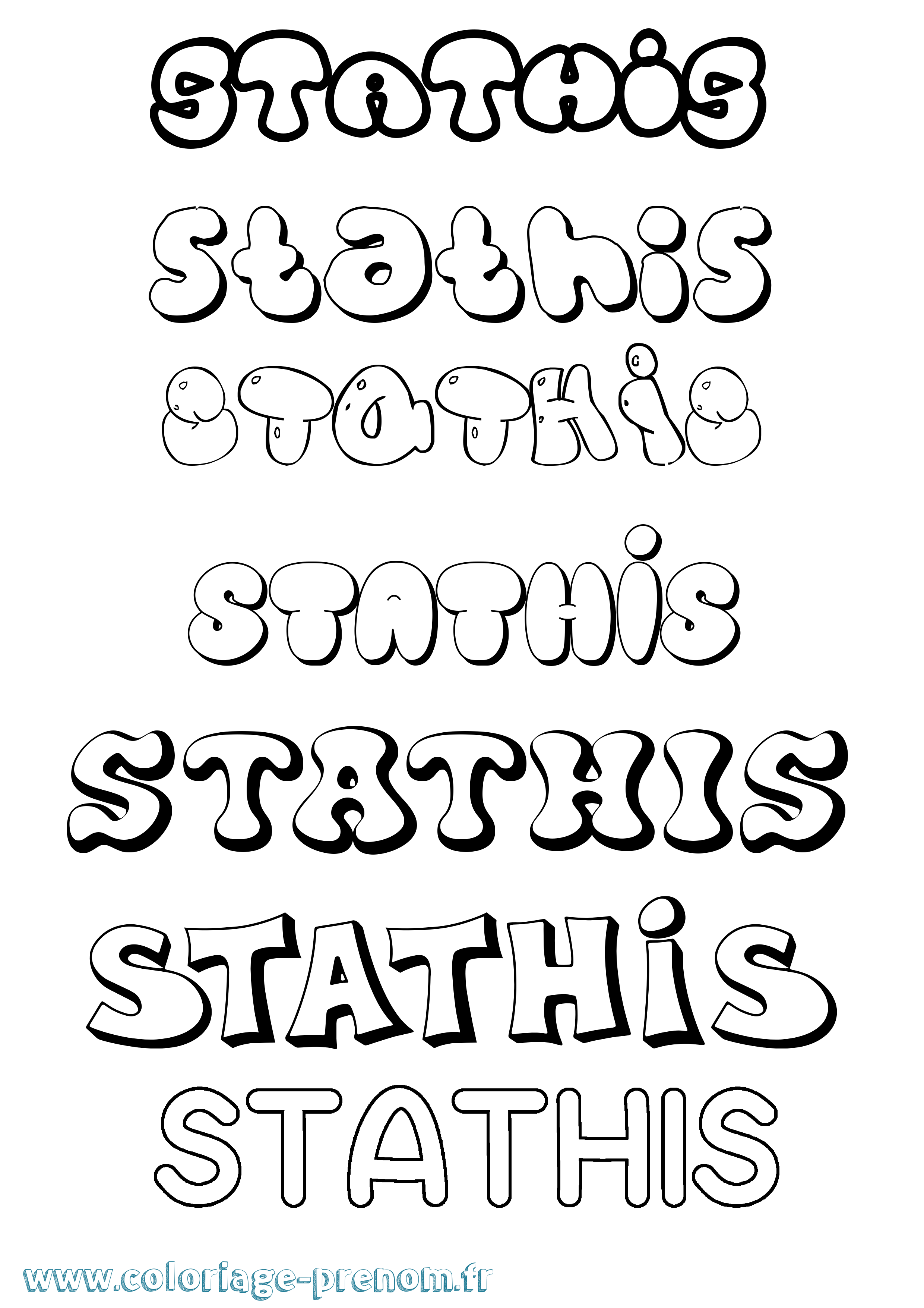 Coloriage Stathis Bubble Coloriage prénom Stathis Bubble