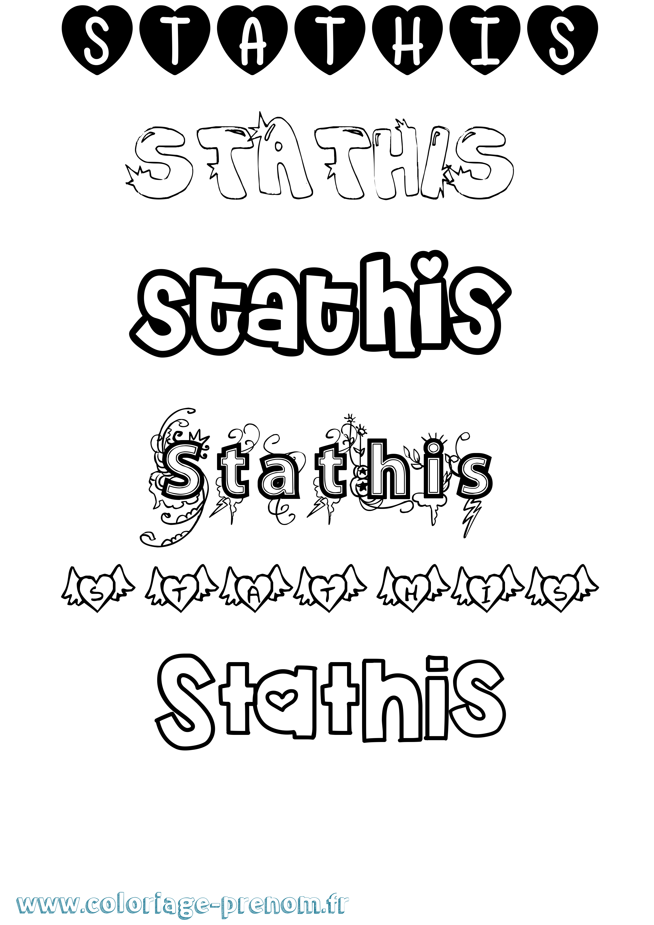 Coloriage Stathis Girly Coloriage prénom Stathis Girly
