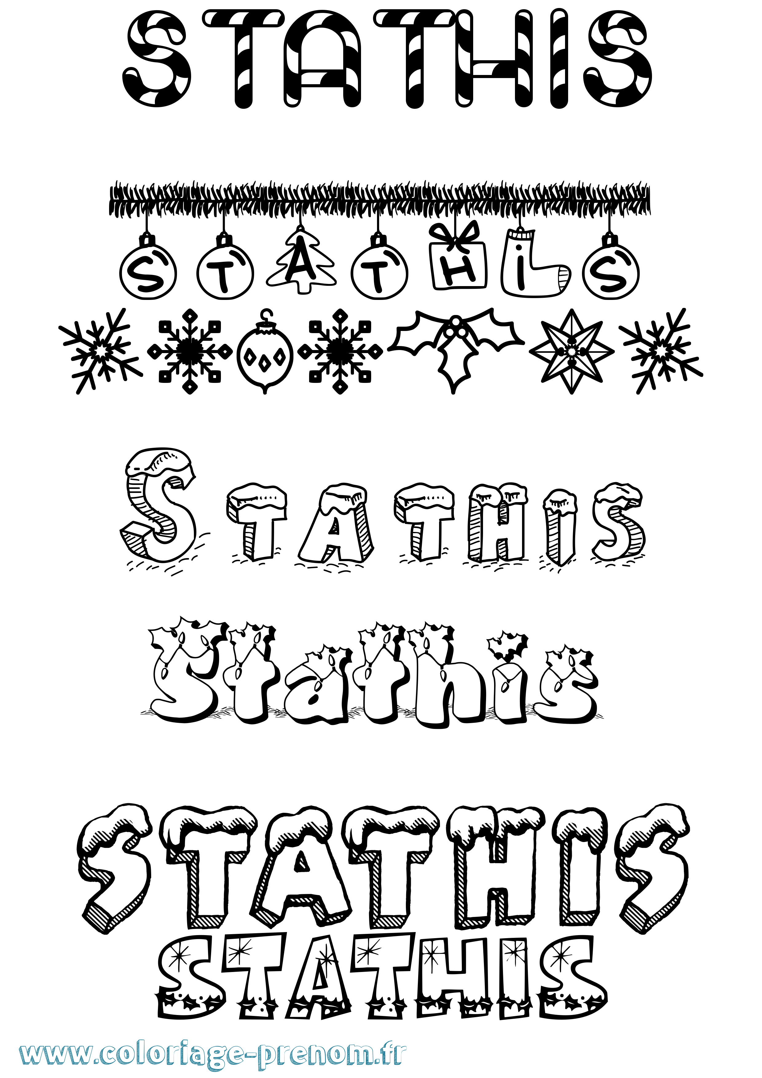 Coloriage Stathis Noël Coloriage prénom Stathis Noël
