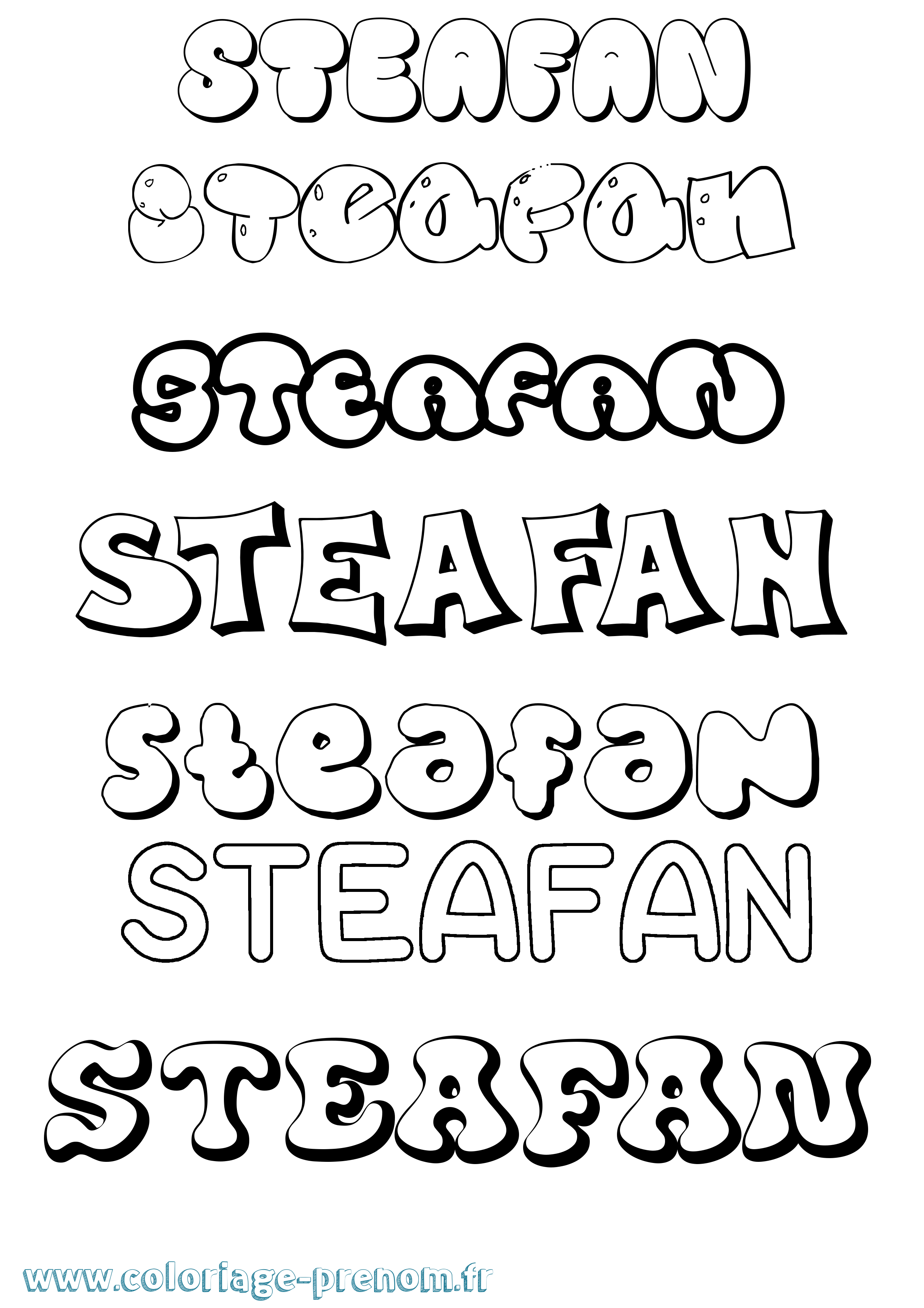 Coloriage Steafan Bubble Coloriage prénom Steafan Bubble