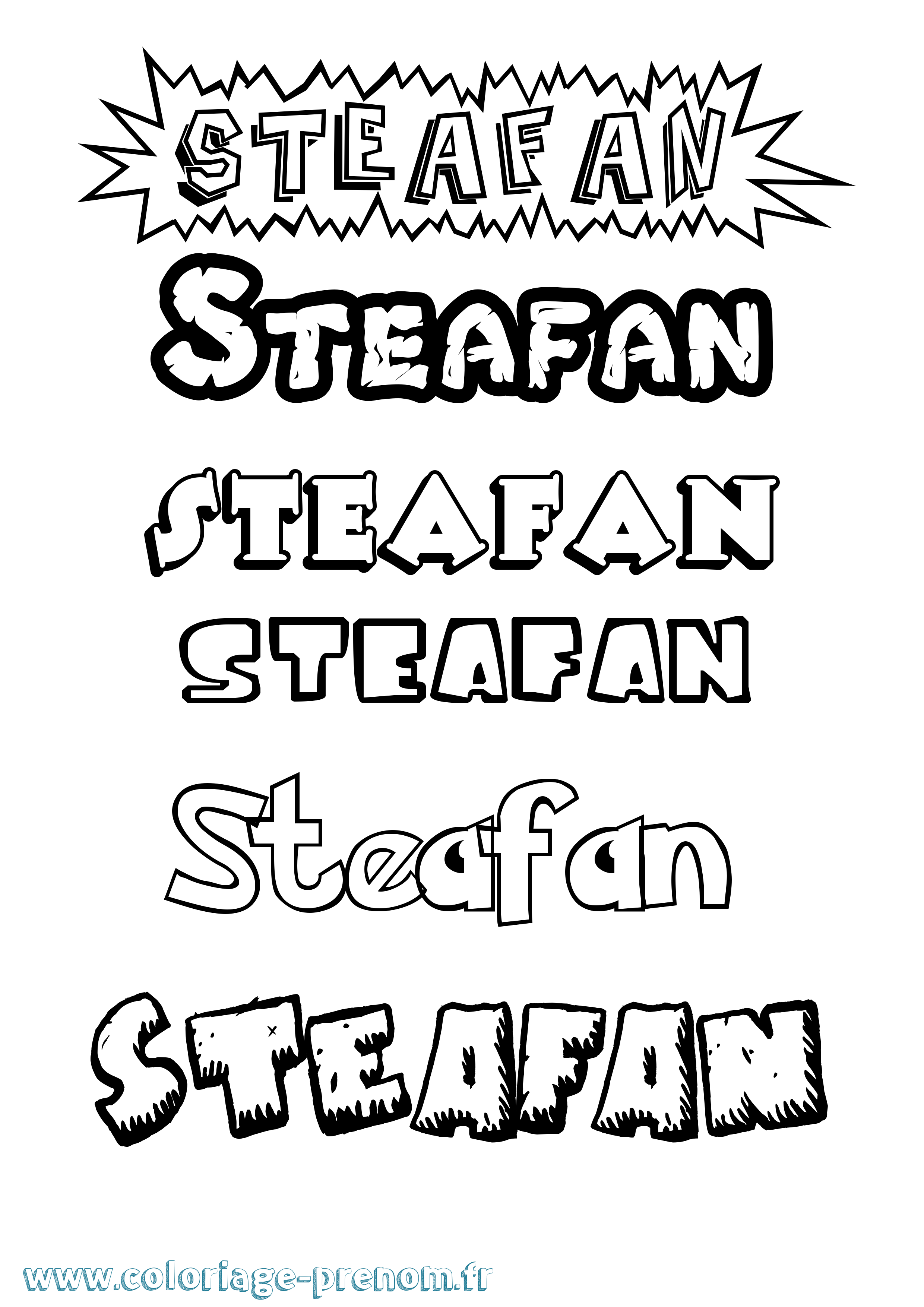 Coloriage Steafan Dessin Animé Coloriage prénom Steafan Dessin Animé