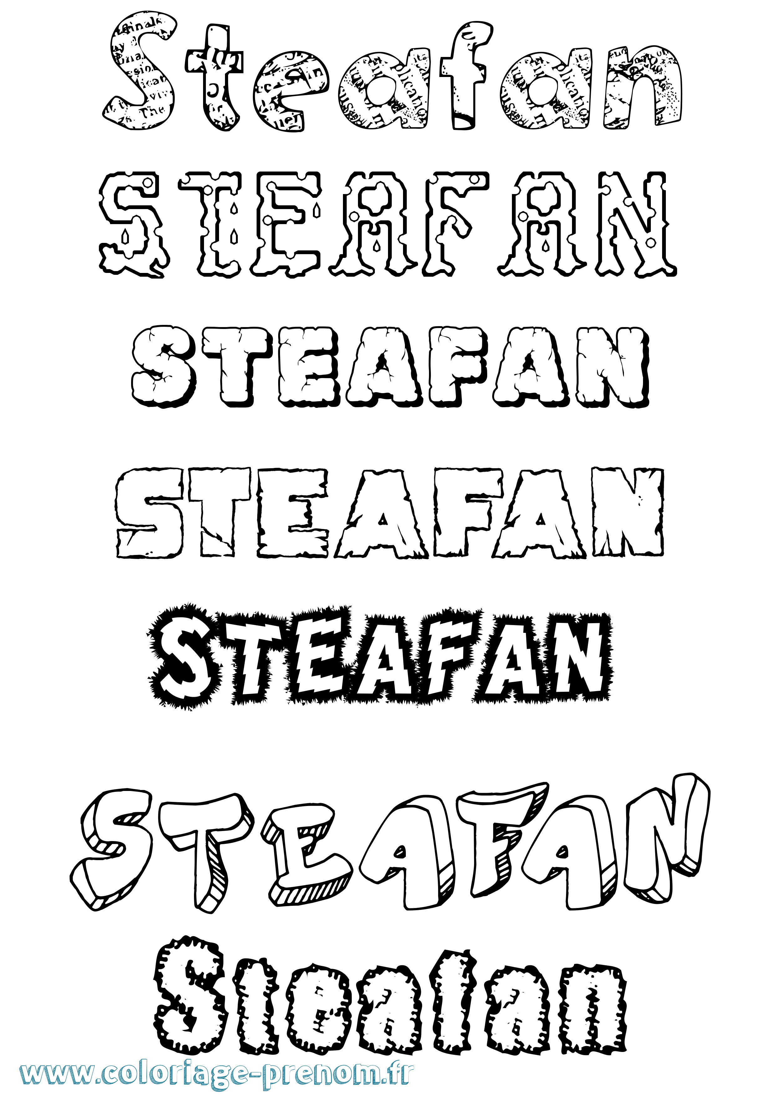 Coloriage Steafan Destructuré Coloriage prénom Steafan Destructuré