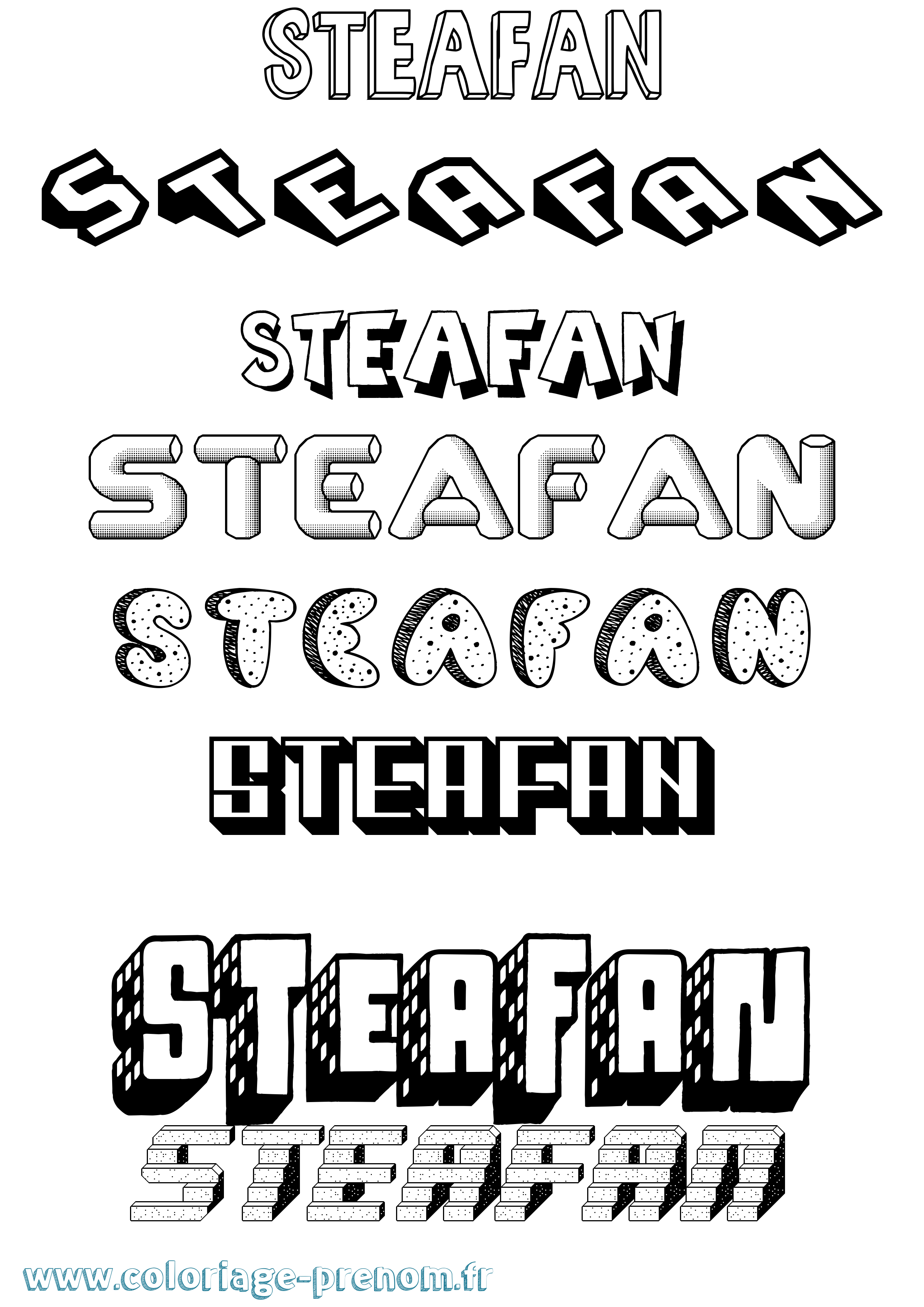 Coloriage Steafan Effet 3D Coloriage prénom Steafan Effet 3D