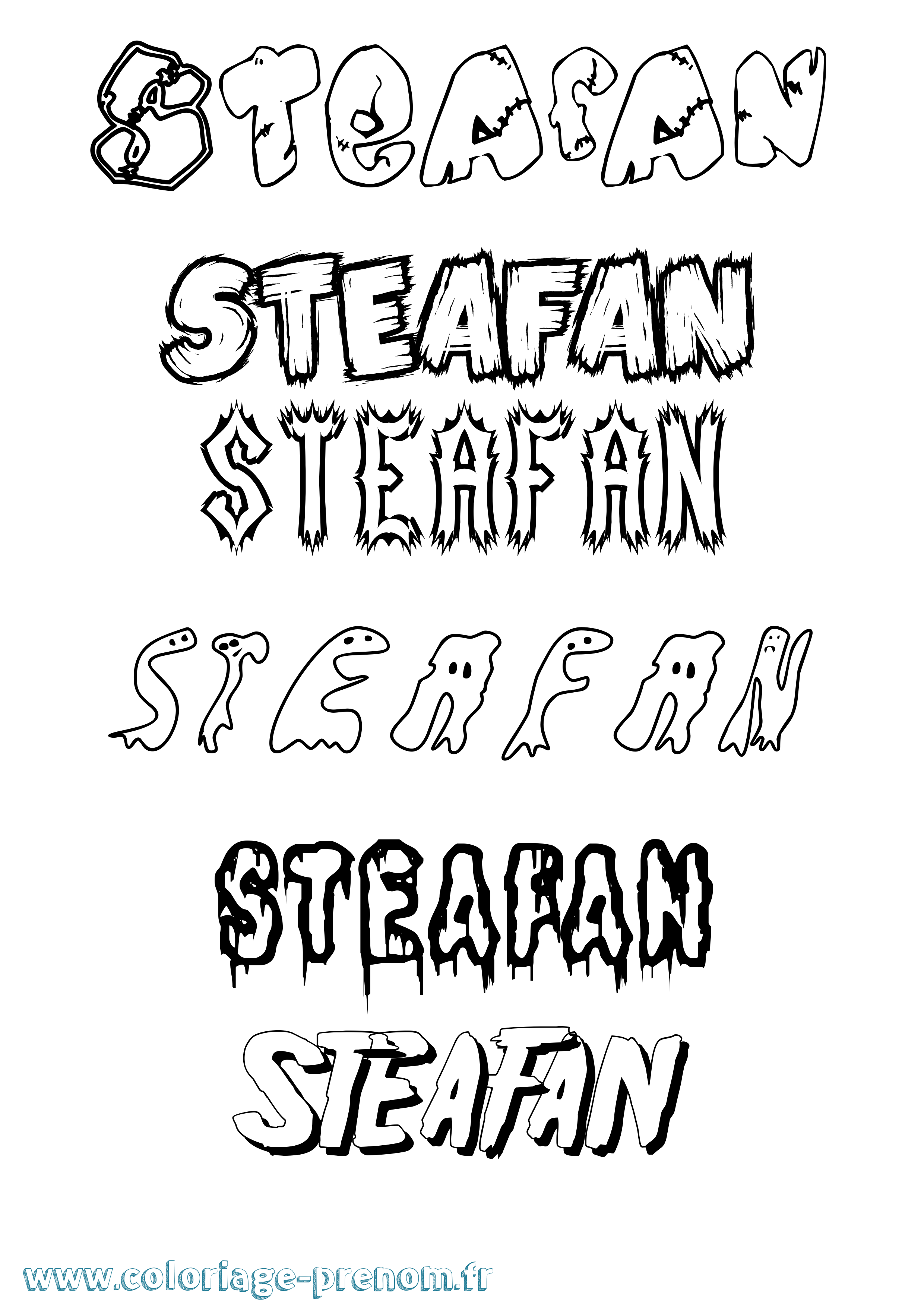 Coloriage Steafan Frisson Coloriage prénom Steafan Frisson