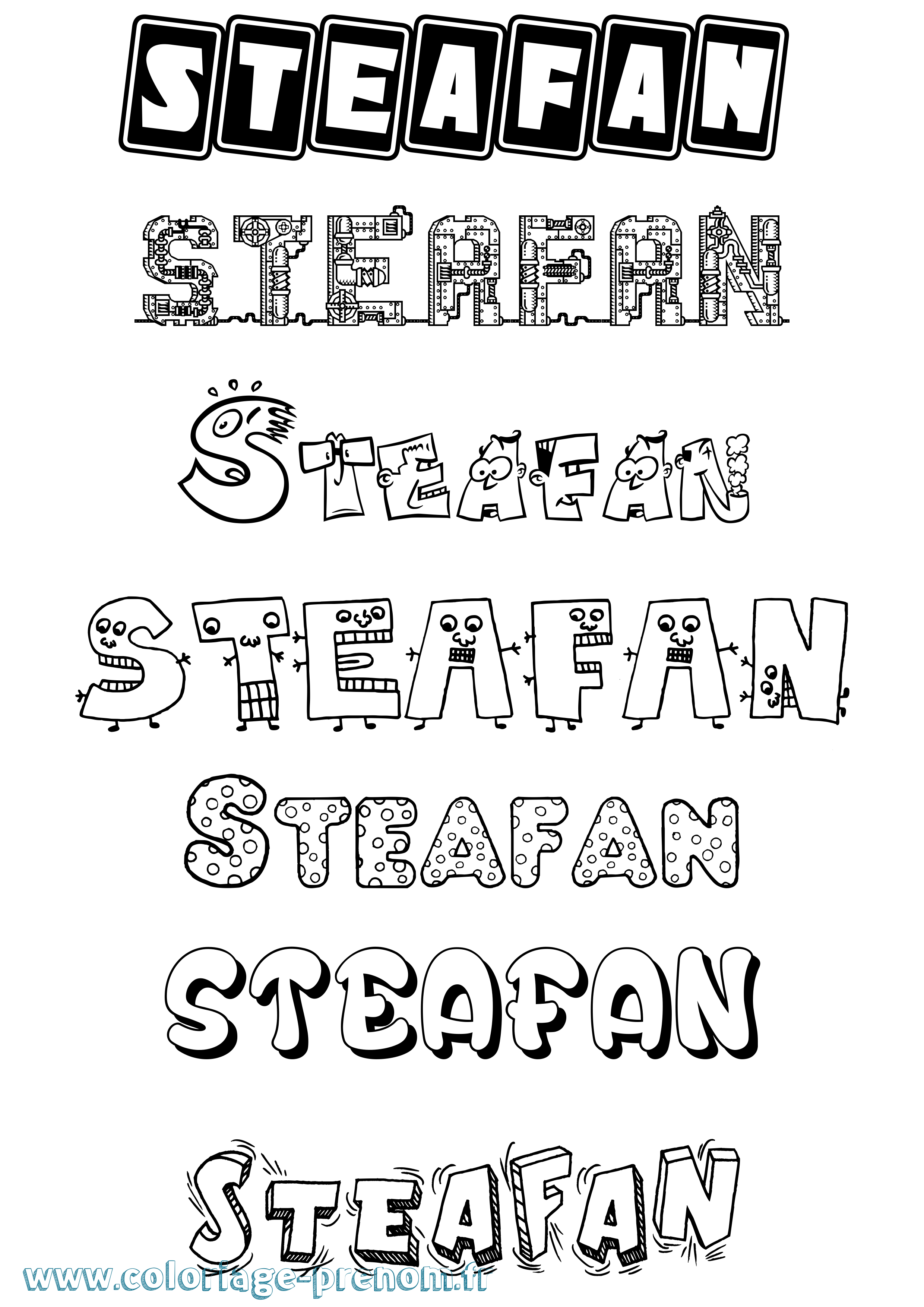 Coloriage Steafan Fun Coloriage prénom Steafan Fun
