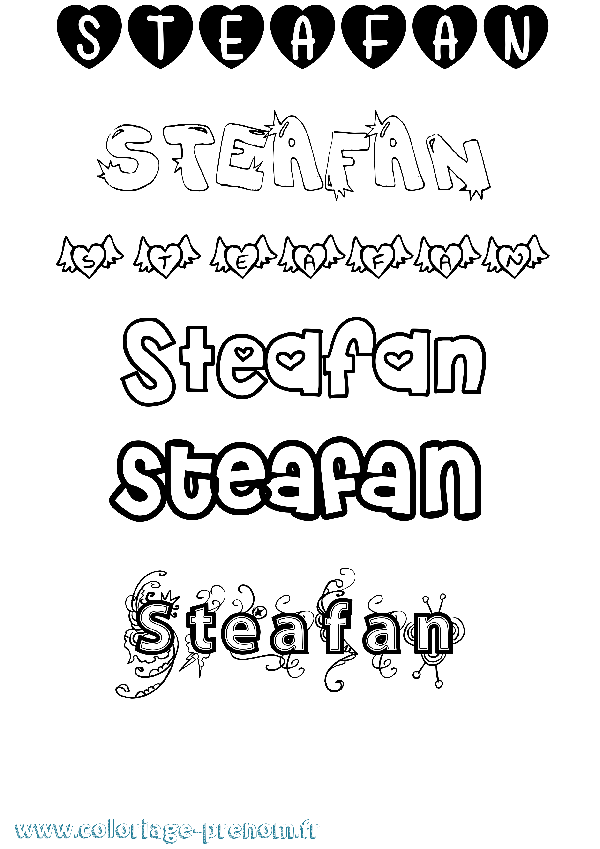 Coloriage Steafan Girly Coloriage prénom Steafan Girly