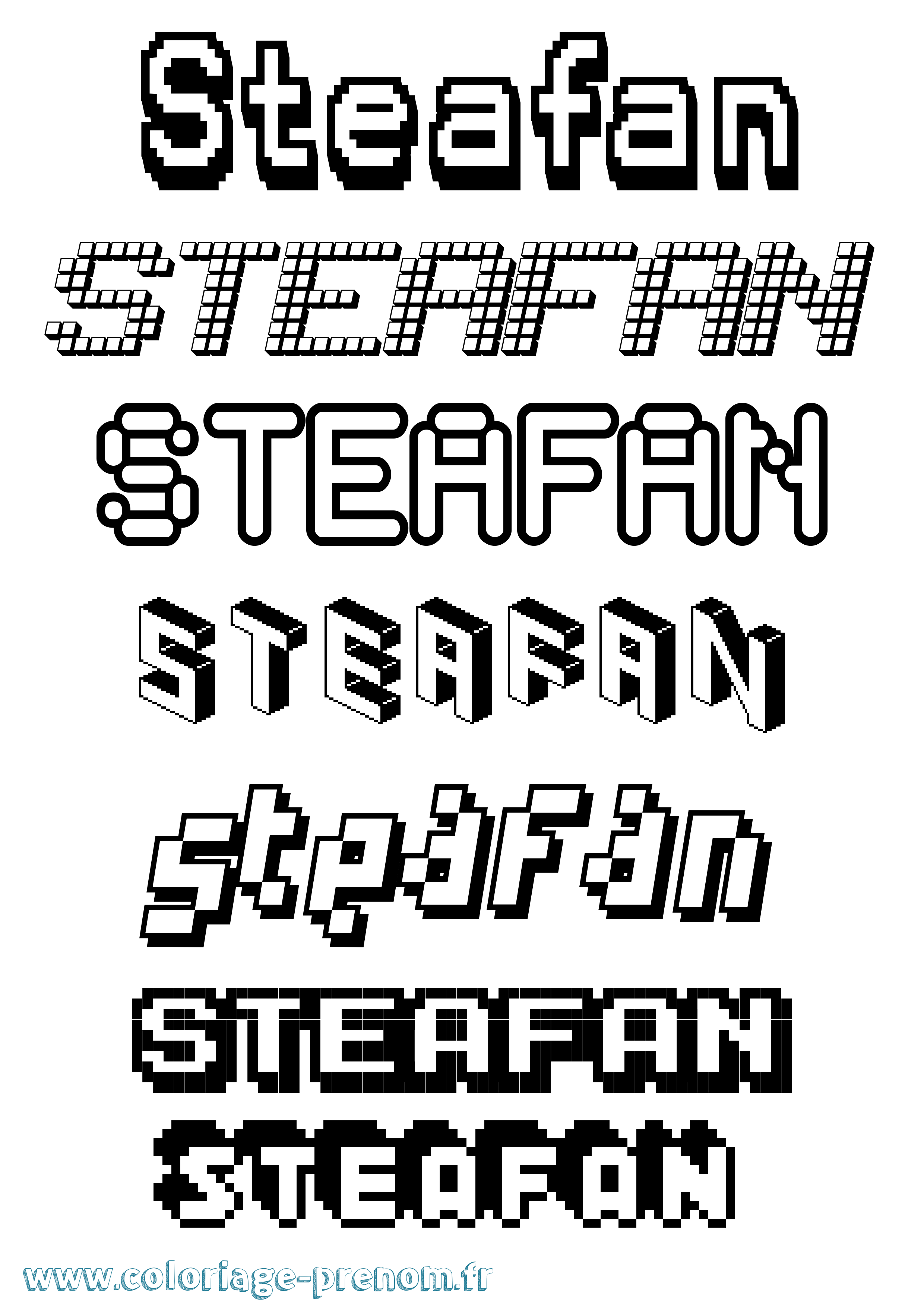 Coloriage Steafan Pixel Coloriage prénom Steafan Pixel