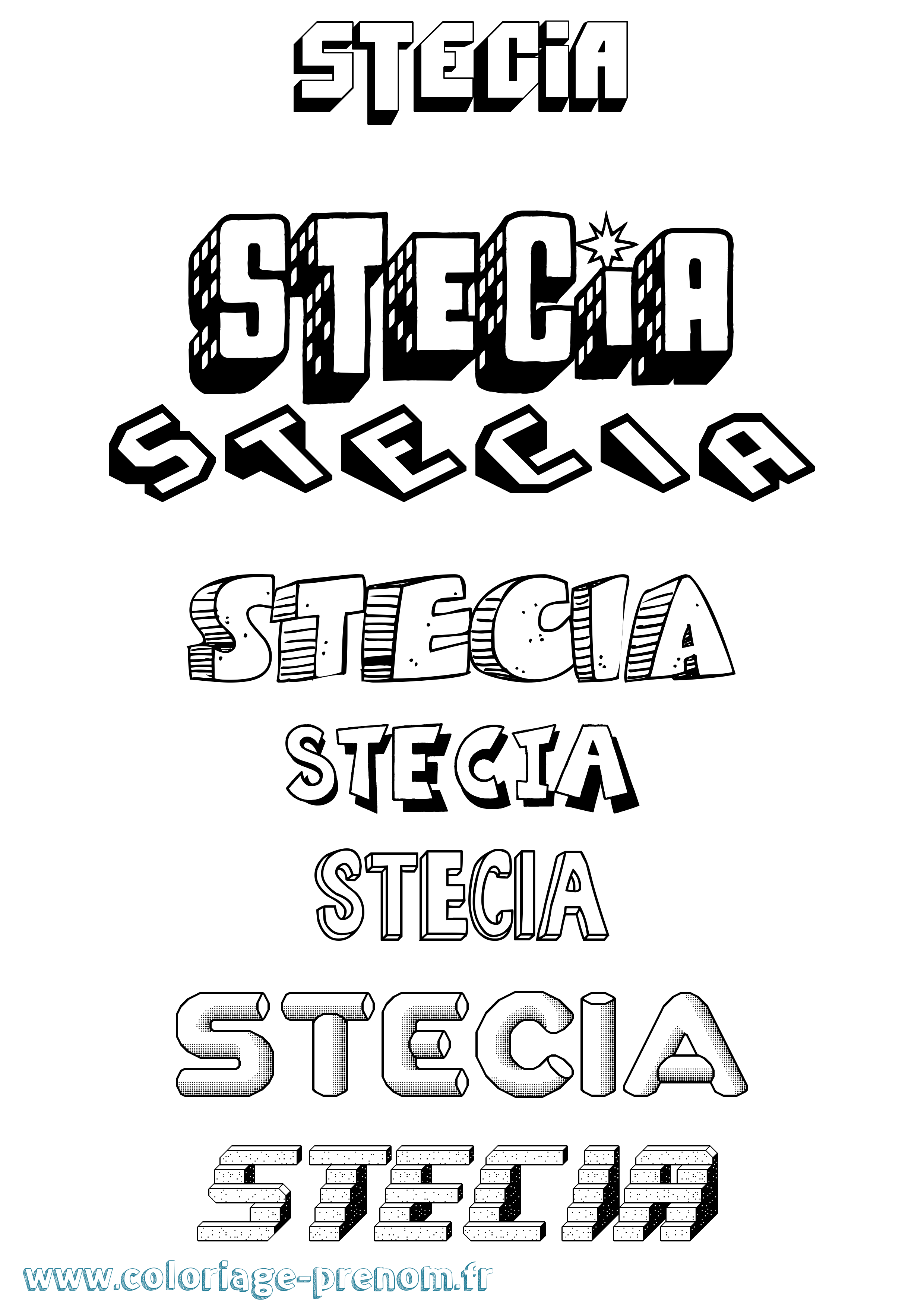 Coloriage Stecia Effet 3D Coloriage prénom Stecia Effet 3D