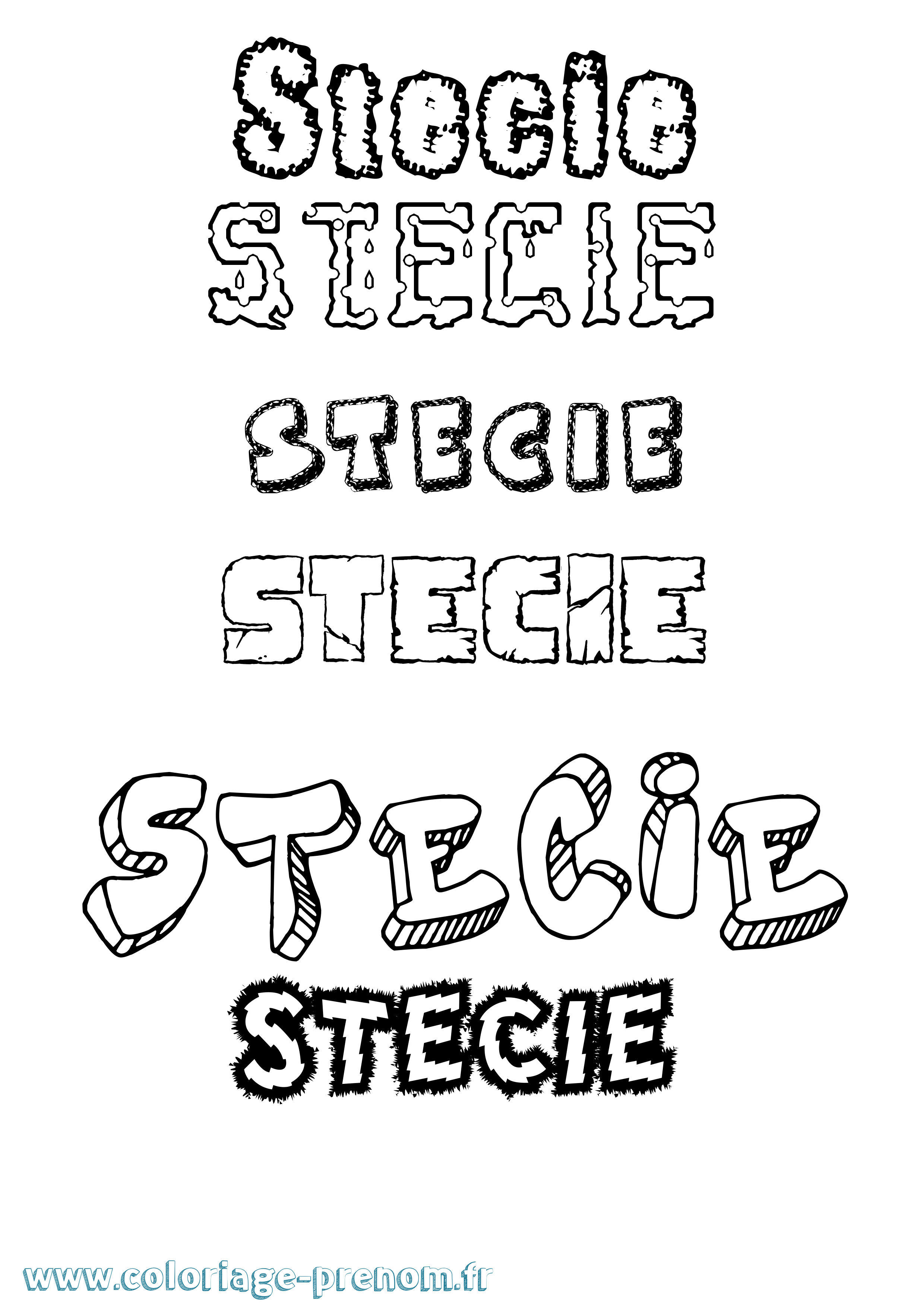 Coloriage Stecie Destructuré Coloriage prénom Stecie Destructuré