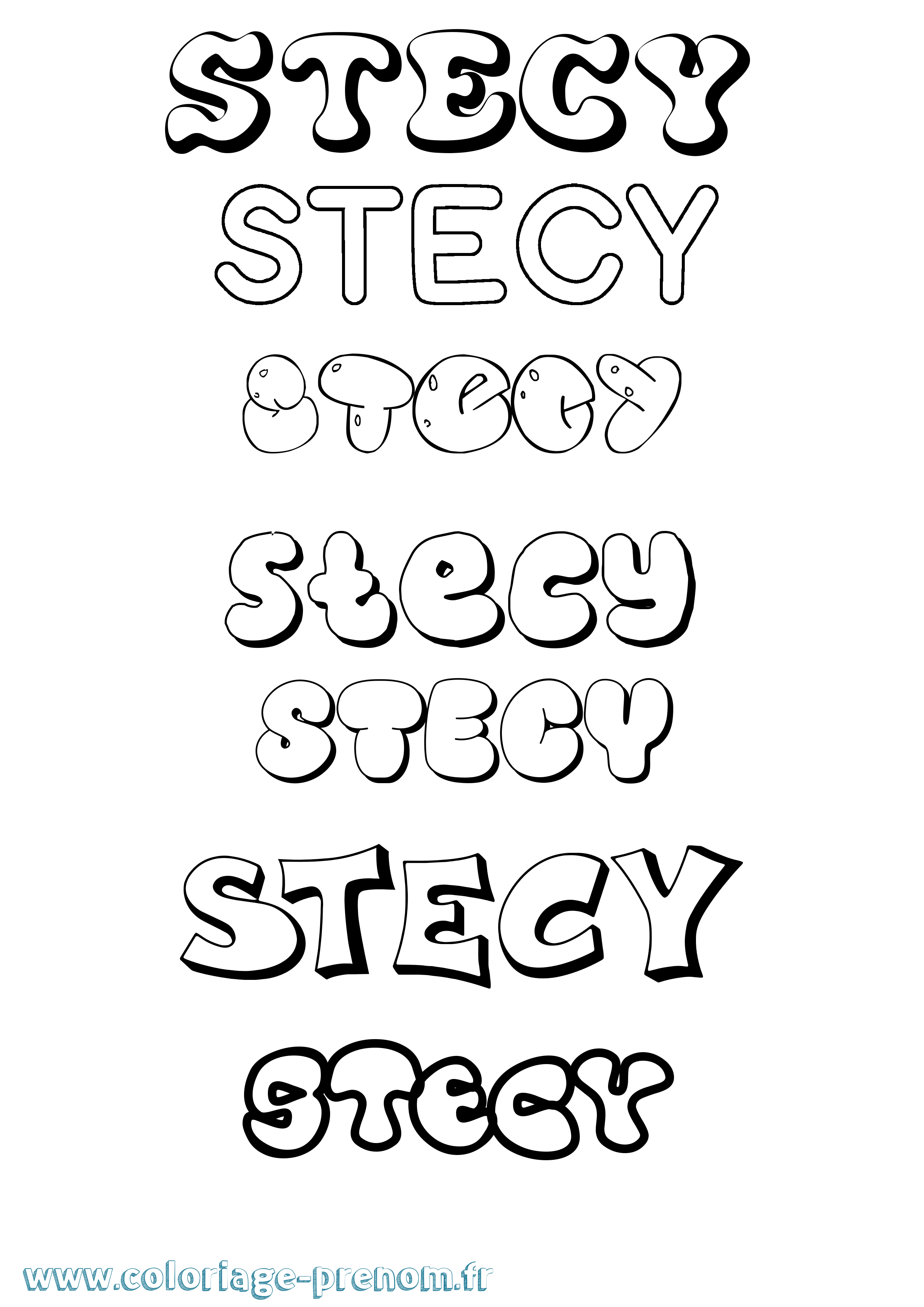 Coloriage Stecy Bubble Coloriage prénom Stecy Bubble