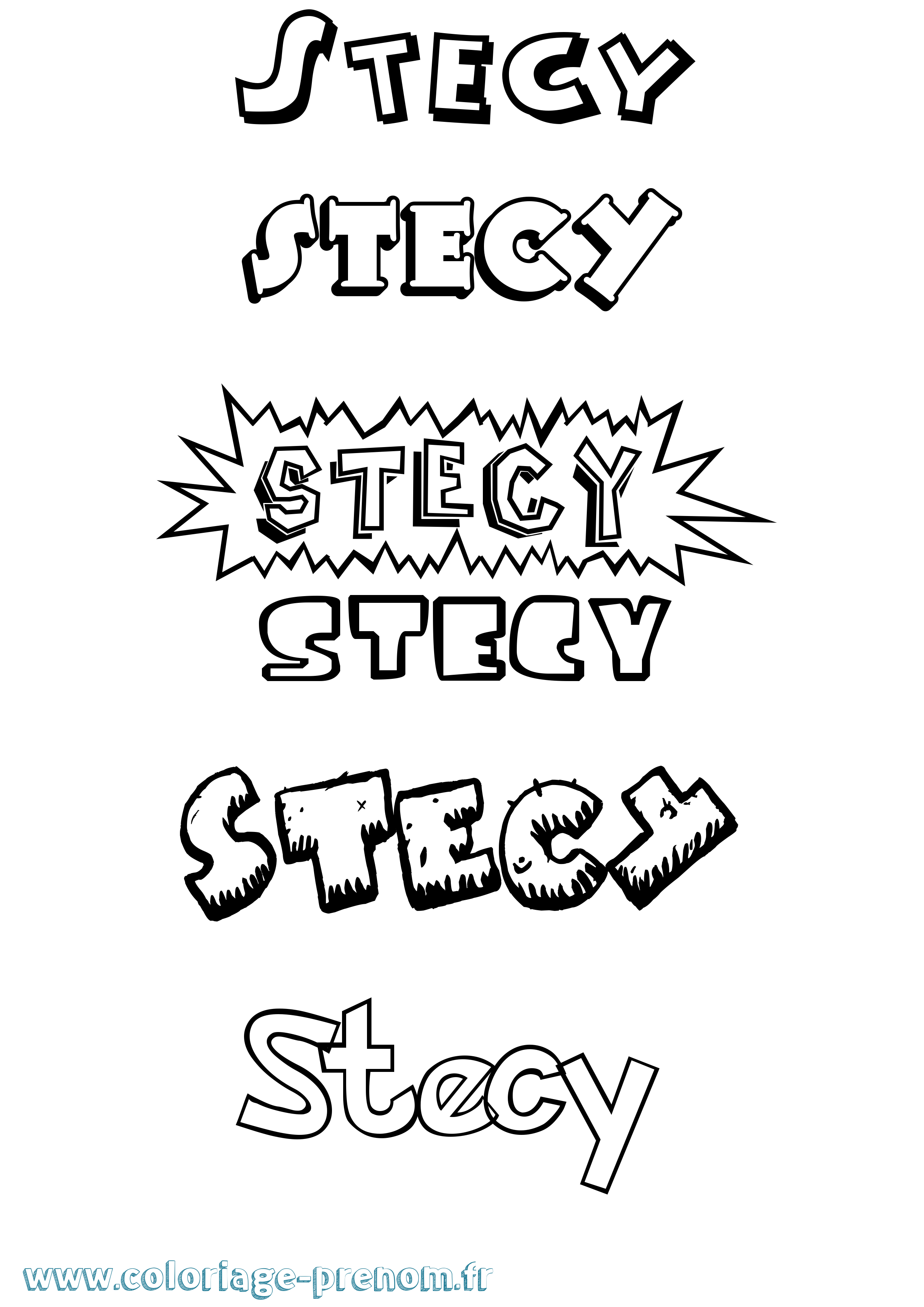Coloriage Stecy Dessin Animé Coloriage prénom Stecy Dessin Animé