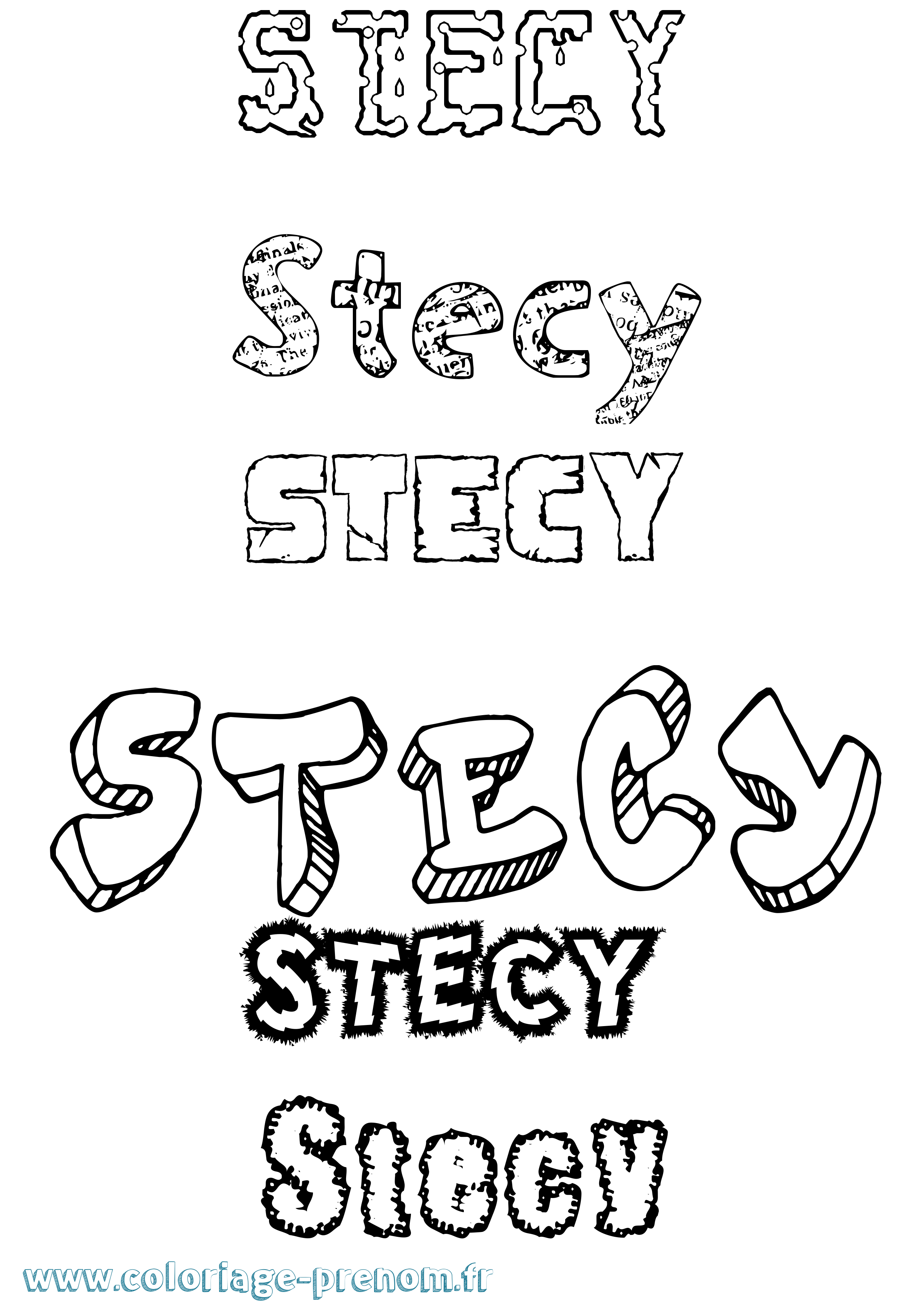 Coloriage Stecy Destructuré Coloriage prénom Stecy Destructuré