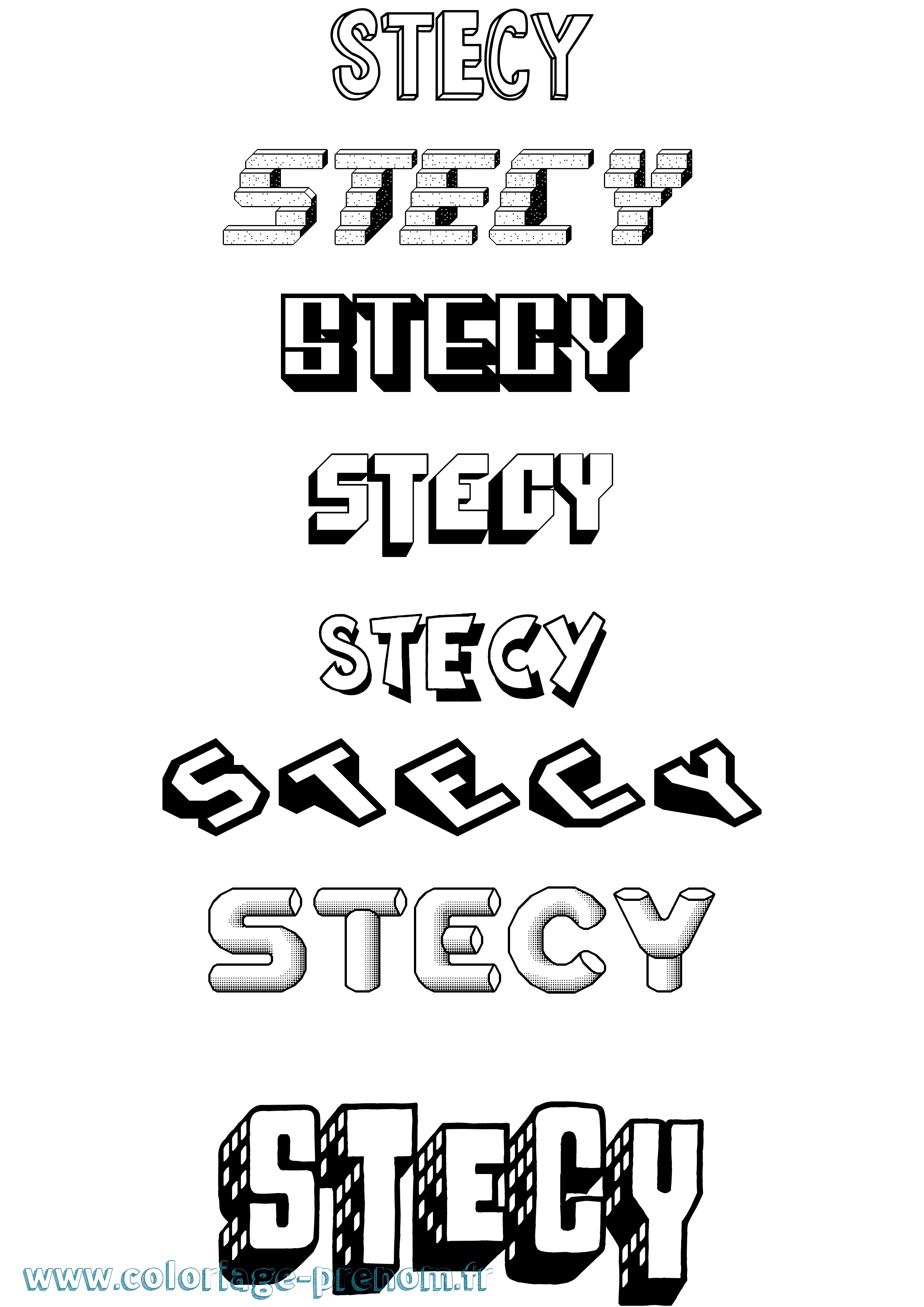 Coloriage Stecy Effet 3D Coloriage prénom Stecy Effet 3D