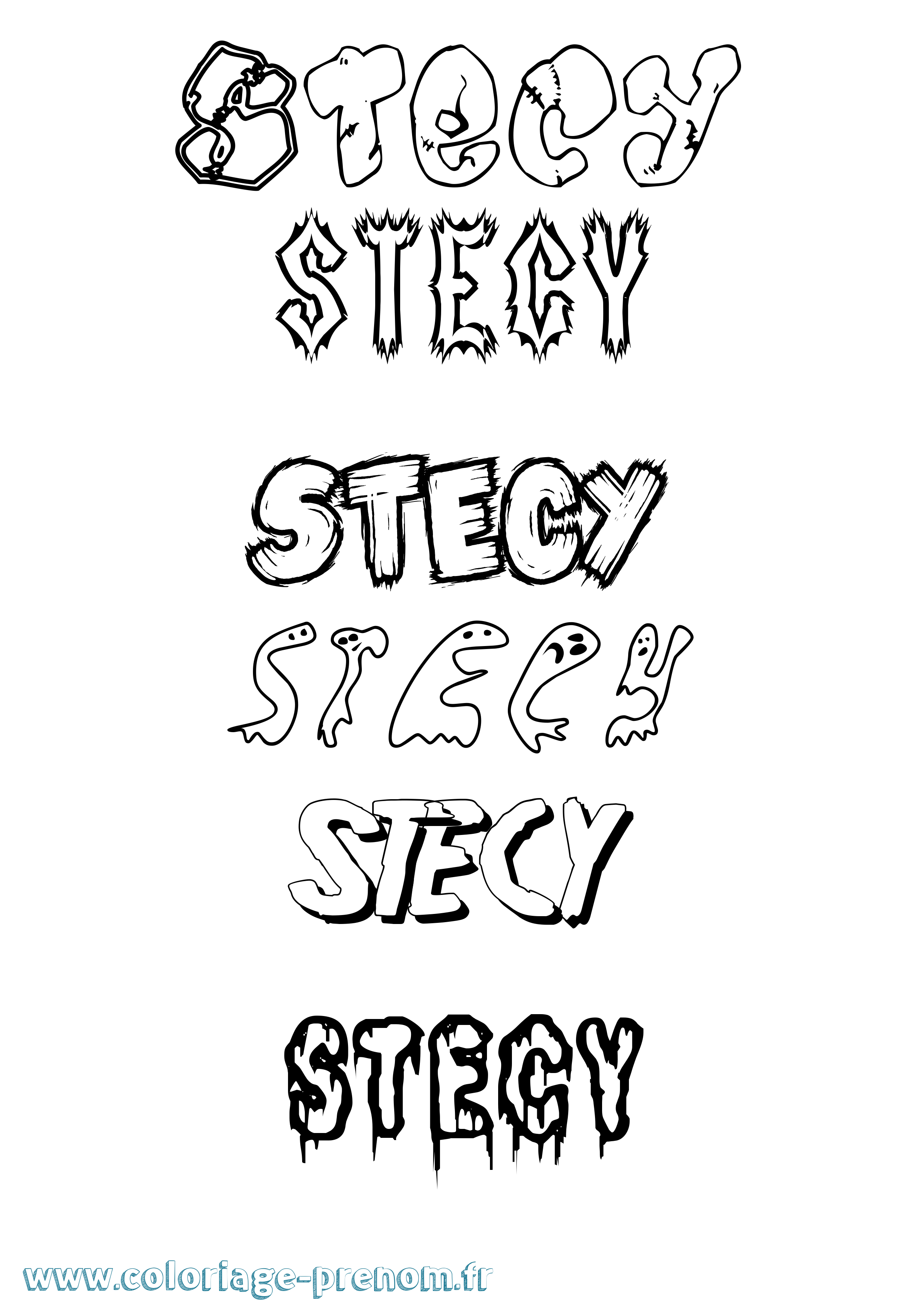 Coloriage Stecy Frisson Coloriage prénom Stecy Frisson