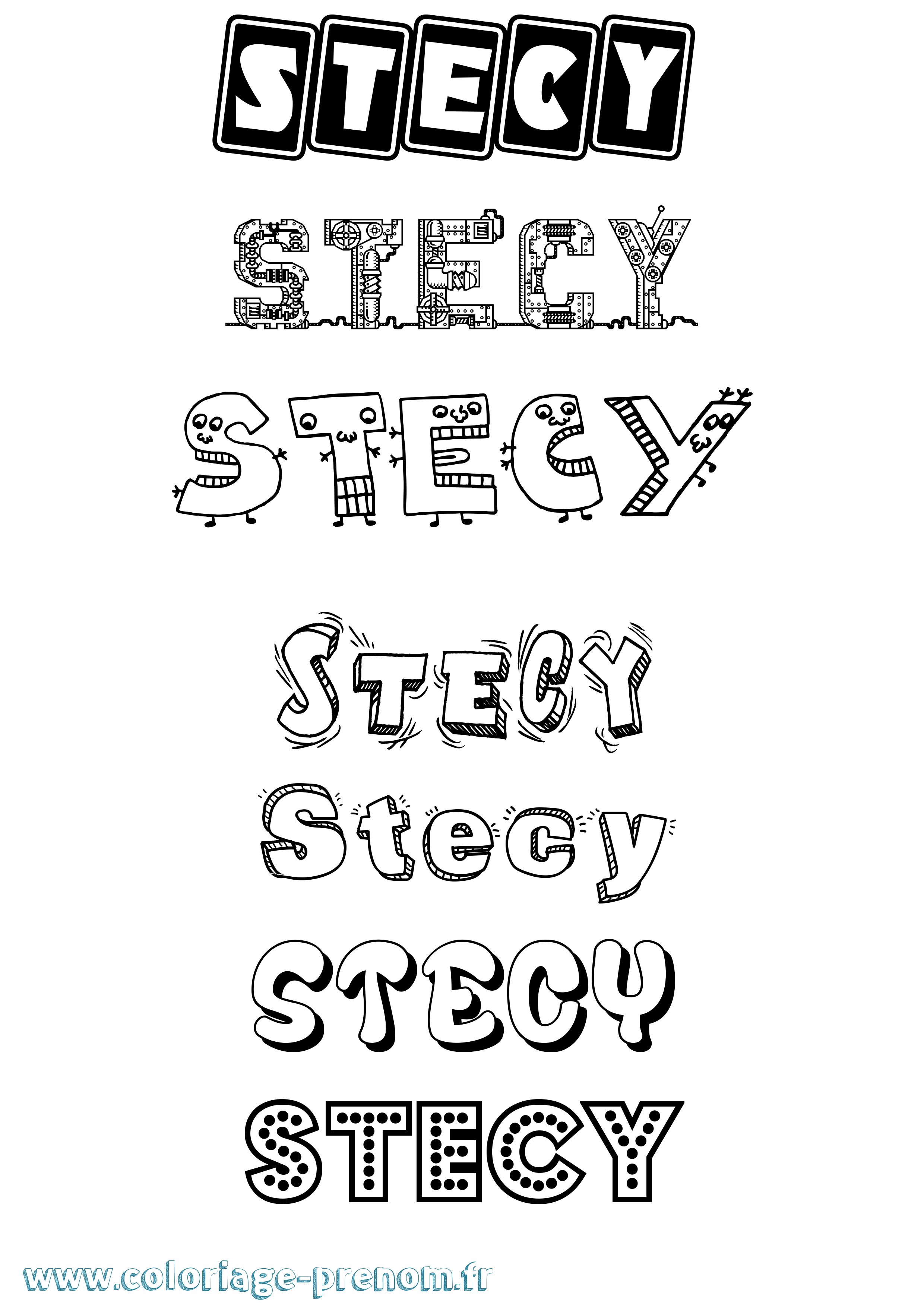 Coloriage Stecy Fun Coloriage prénom Stecy Fun