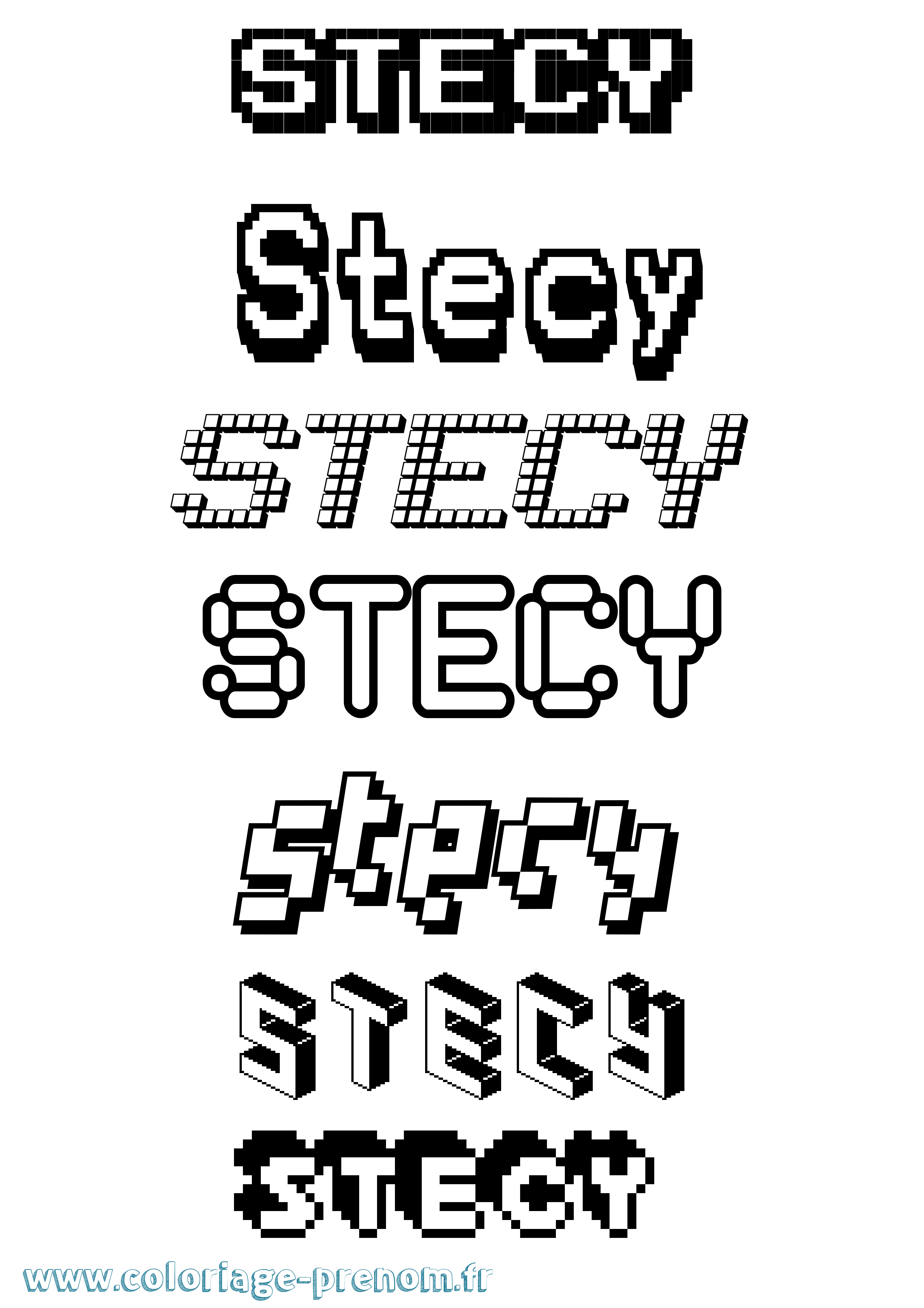 Coloriage Stecy Pixel Coloriage prénom Stecy Pixel