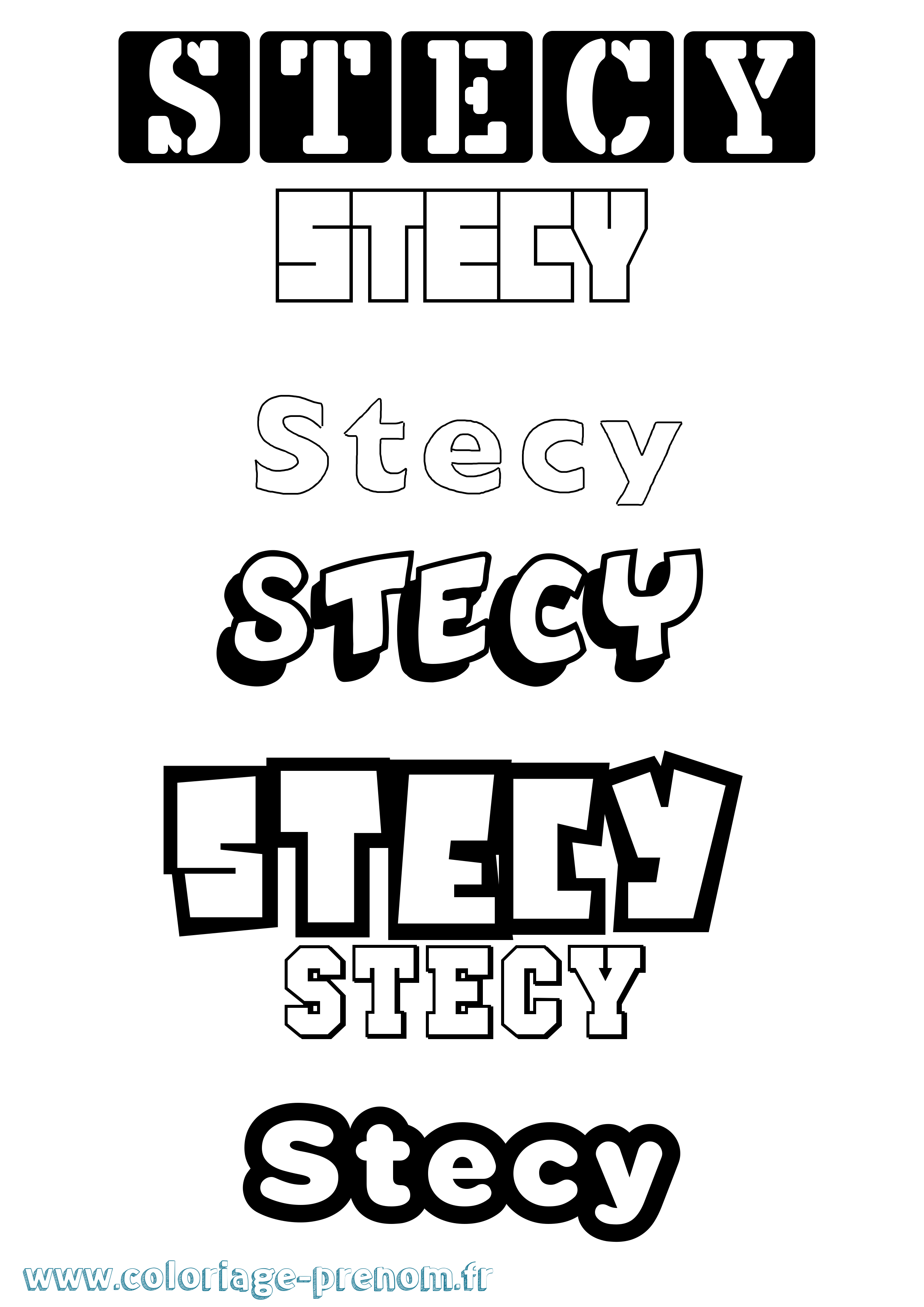 Coloriage Stecy Simple Coloriage prénom Stecy Simple