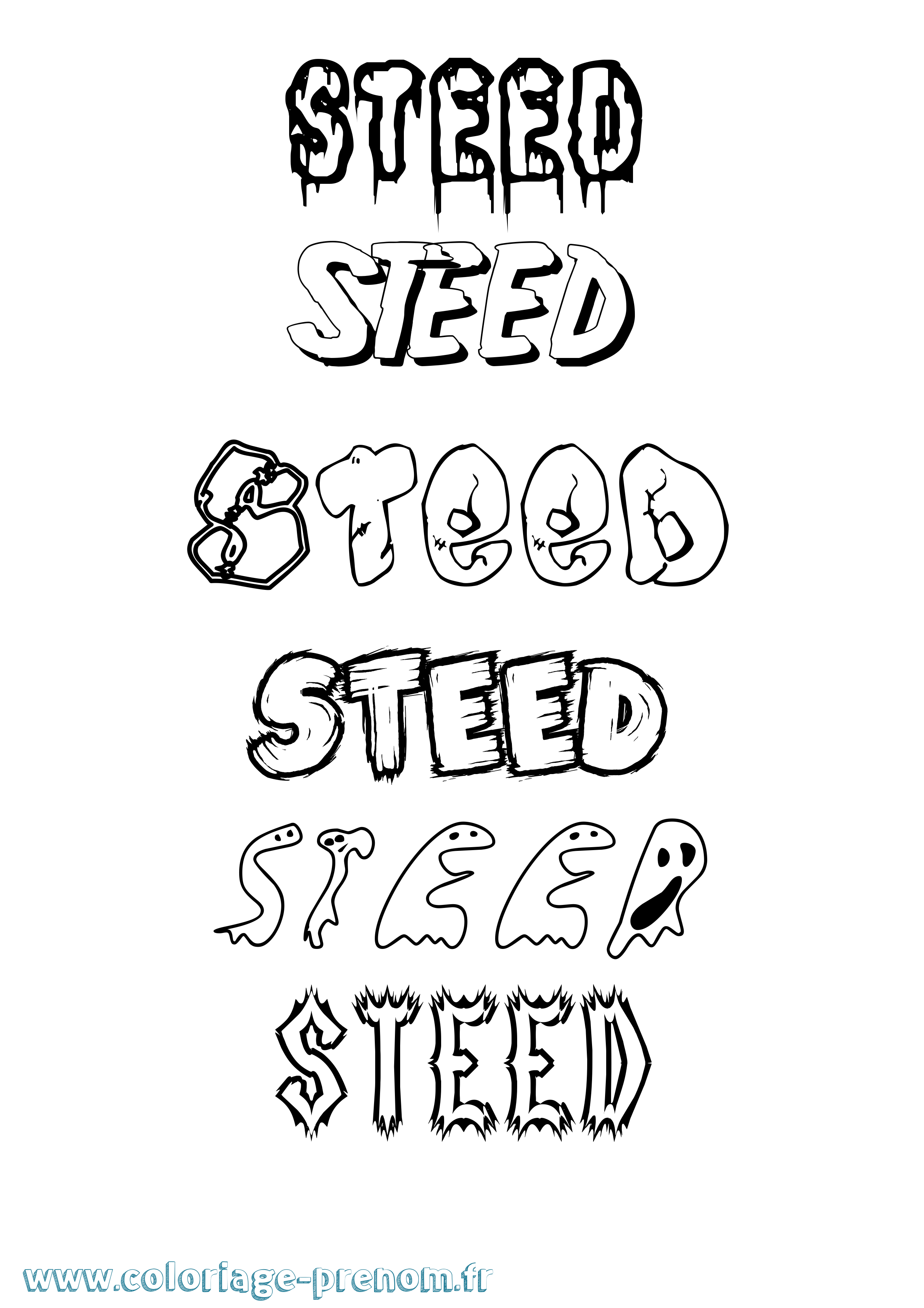 Coloriage Steed Frisson Coloriage prénom Steed Frisson