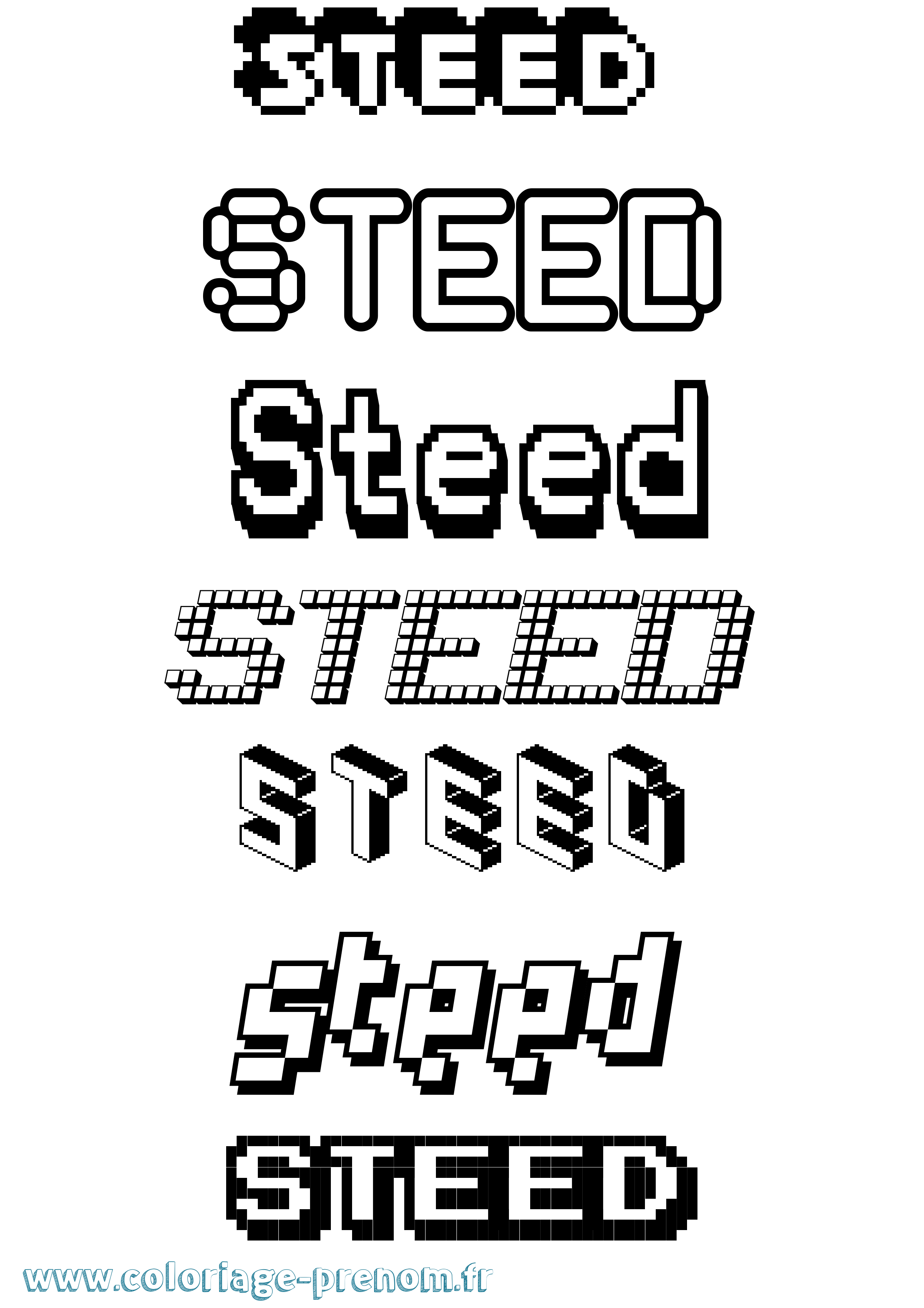 Coloriage Steed Pixel Coloriage prénom Steed Pixel