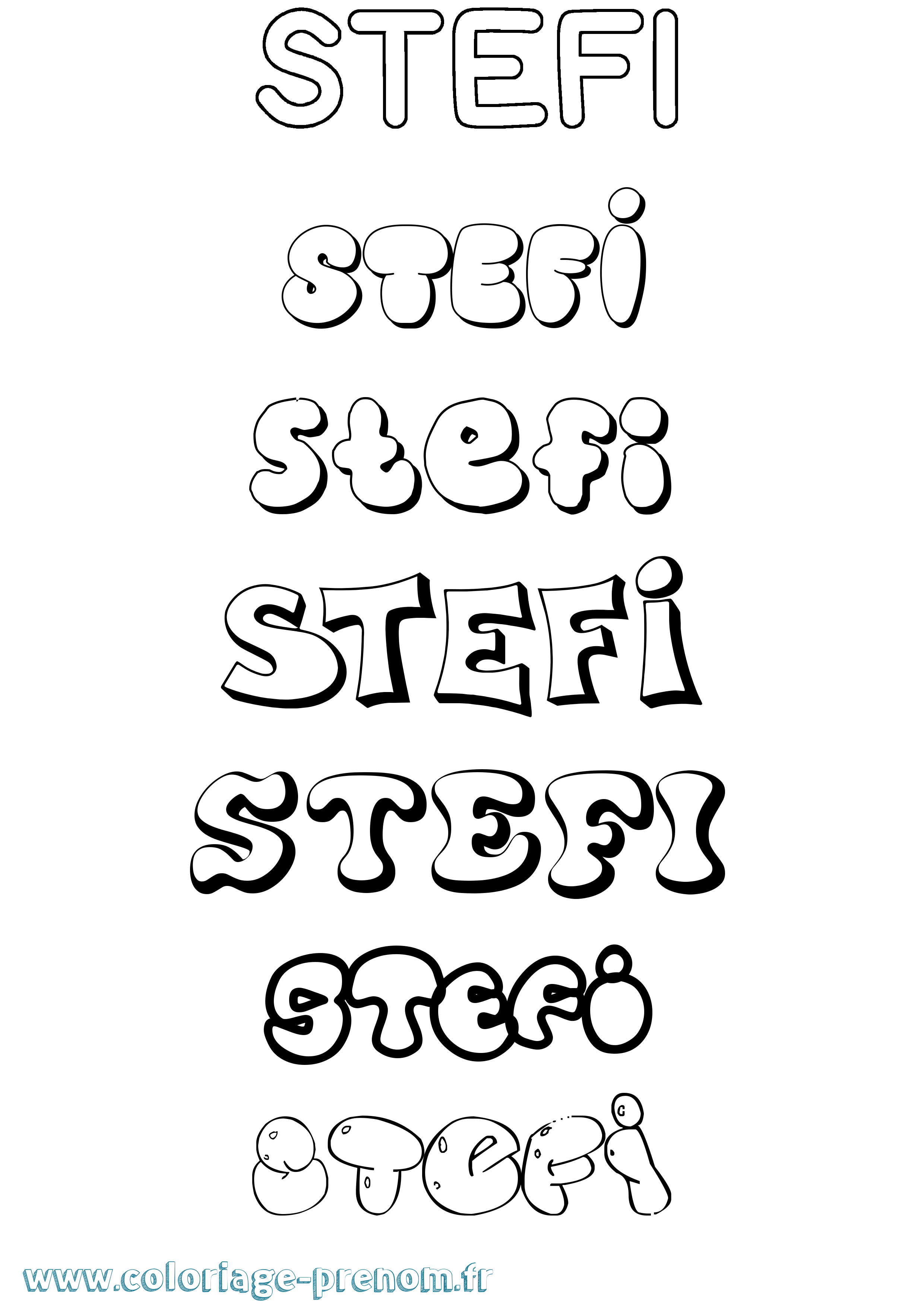 Coloriage Stefi Bubble Coloriage prénom Stefi Bubble