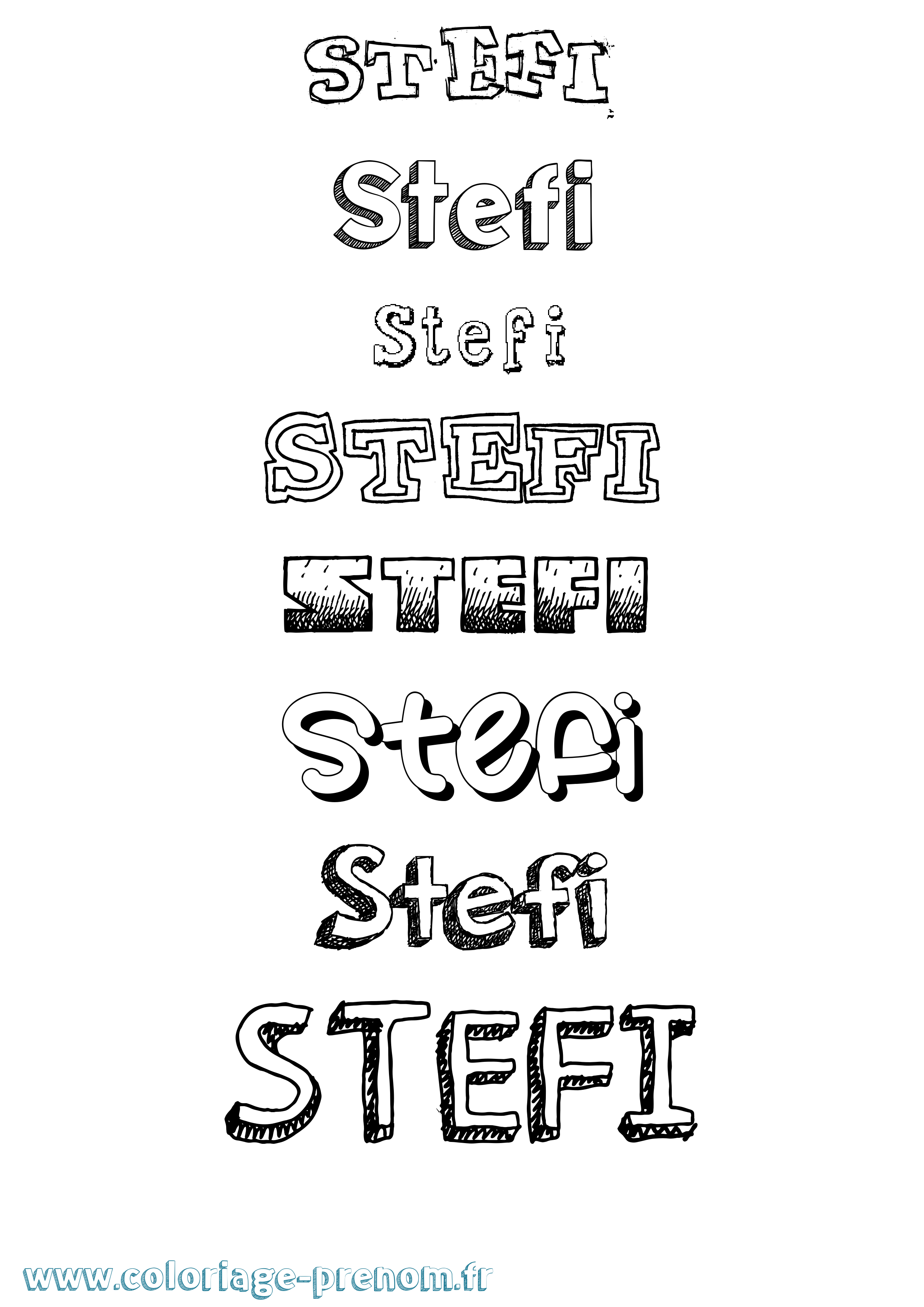 Coloriage Stefi Dessiné Coloriage prénom Stefi Dessiné