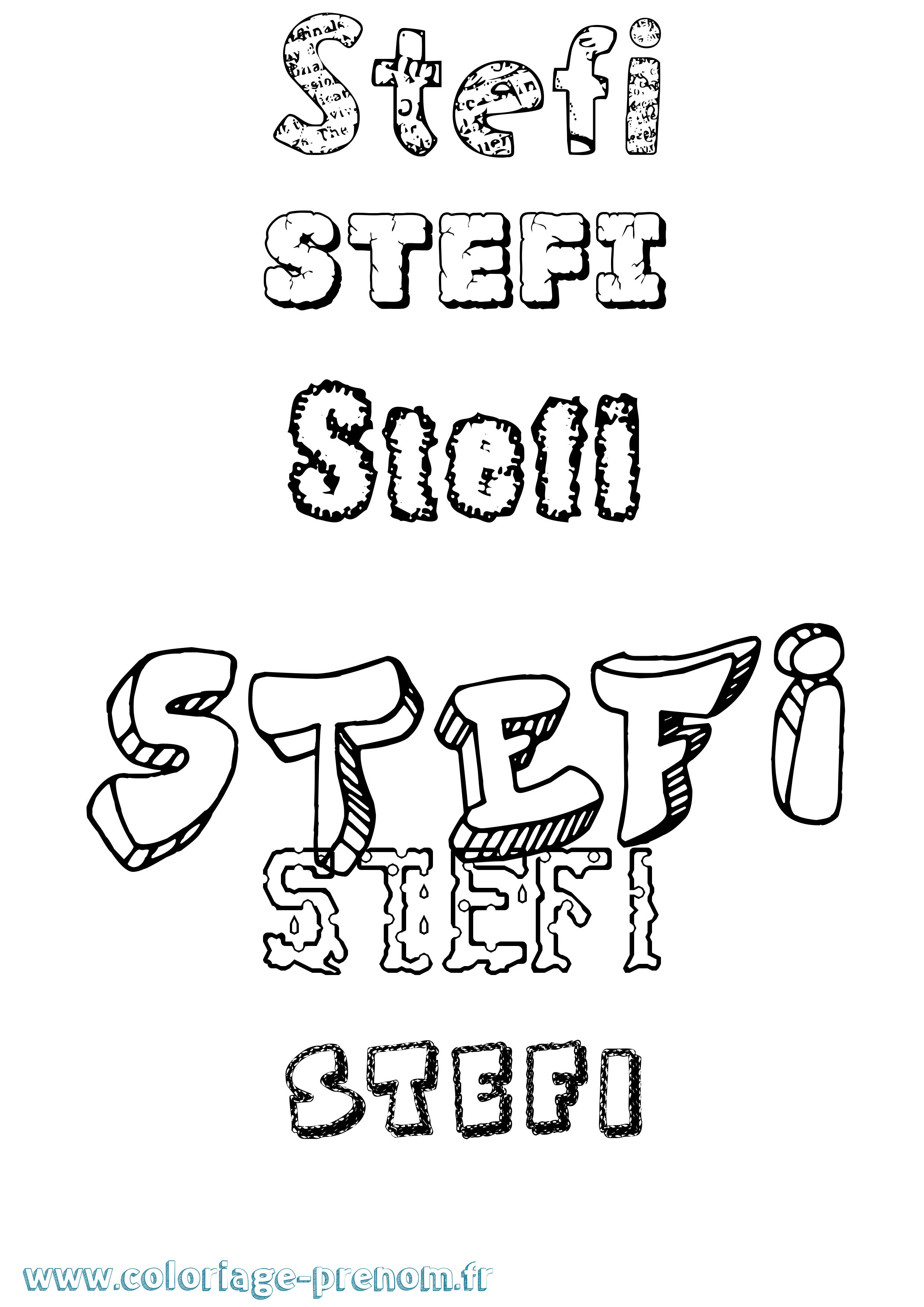 Coloriage Stefi Destructuré Coloriage prénom Stefi Destructuré