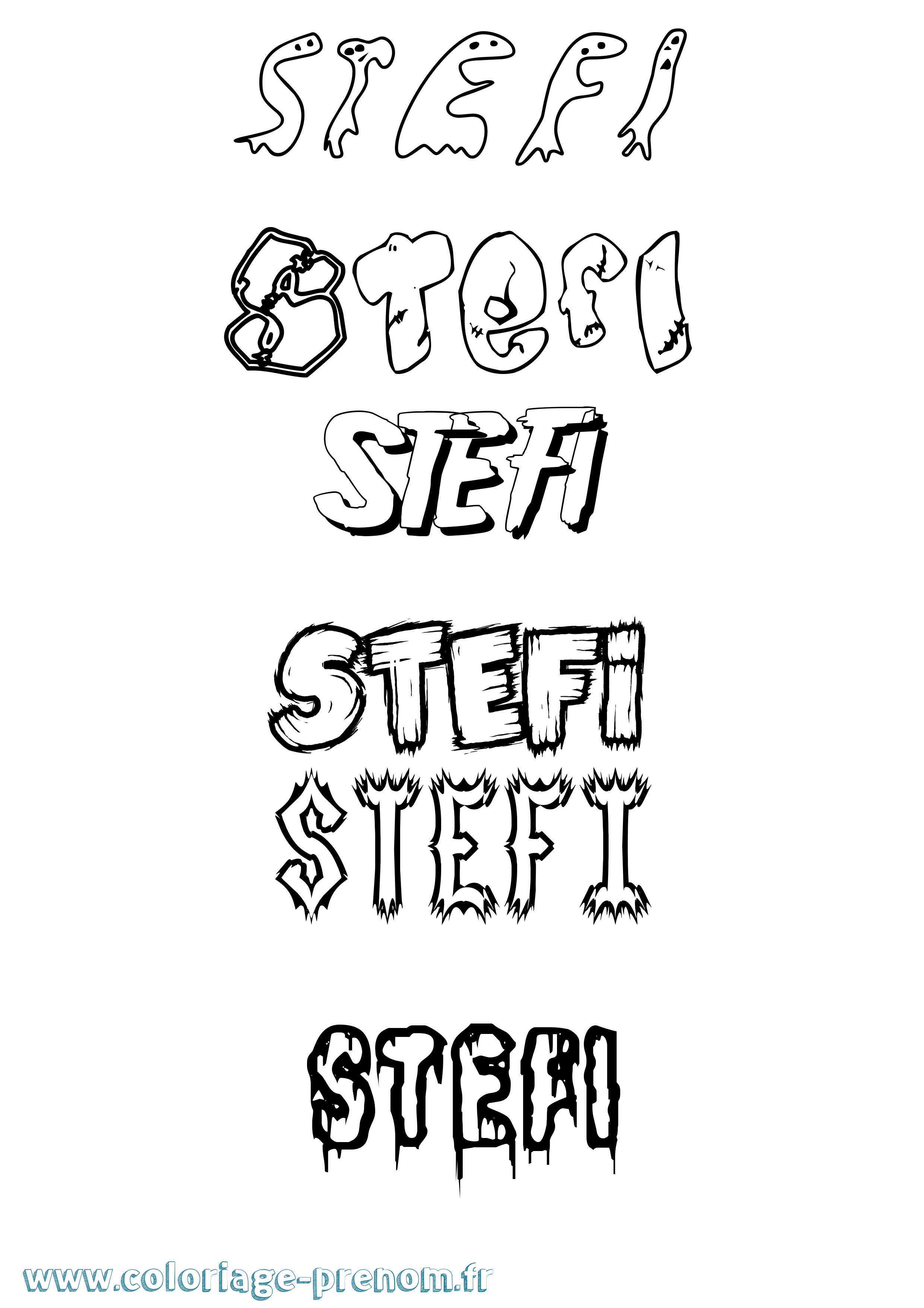 Coloriage Stefi Frisson Coloriage prénom Stefi Frisson