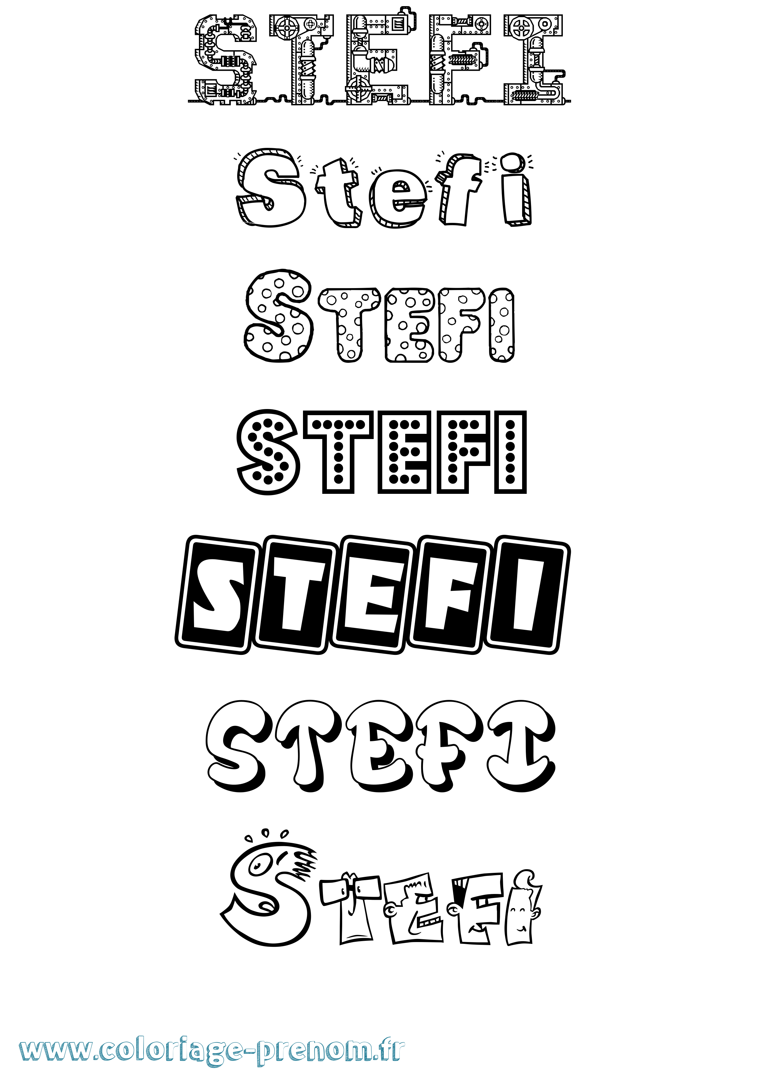Coloriage Stefi Fun Coloriage prénom Stefi Fun