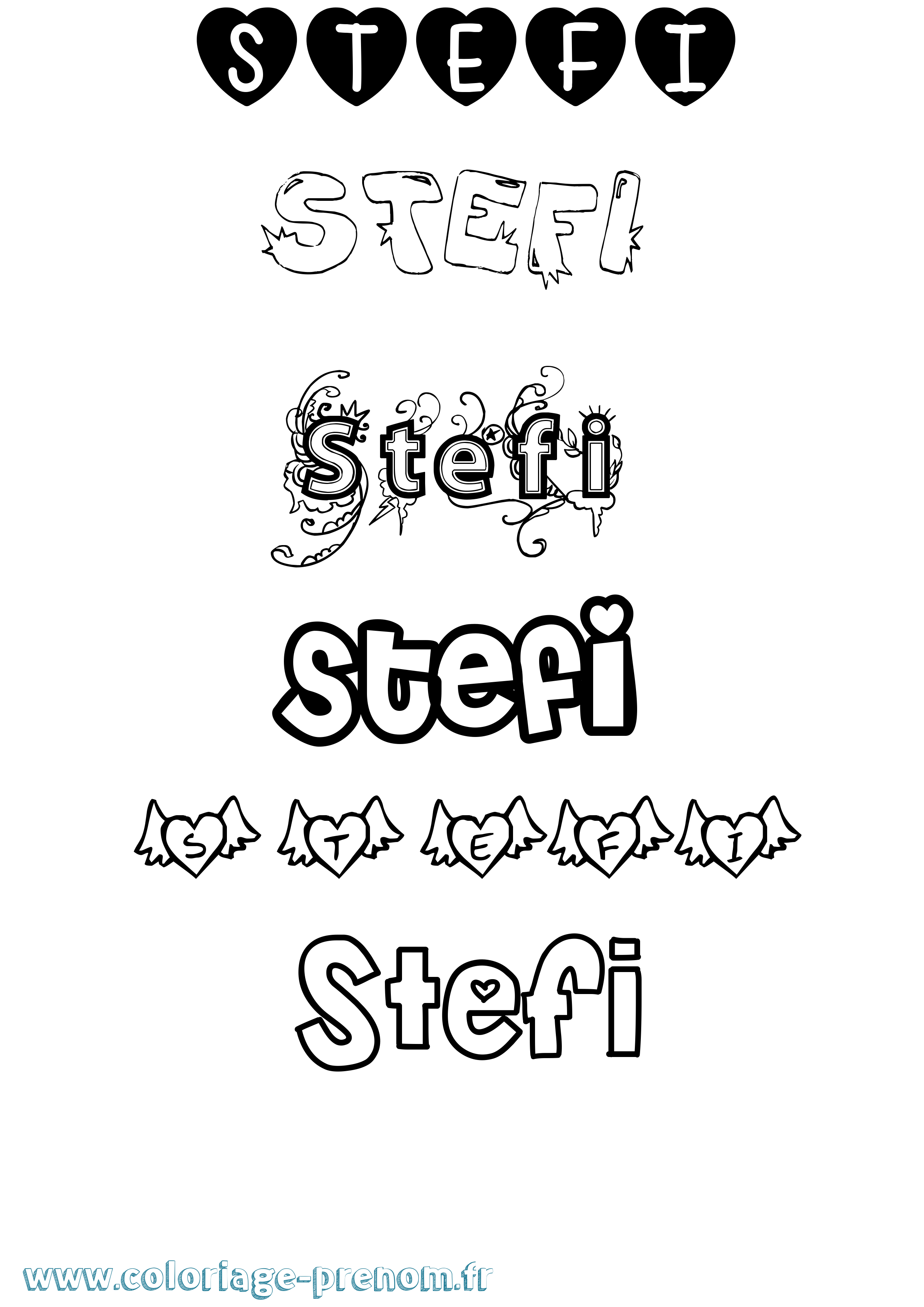 Coloriage Stefi Girly Coloriage prénom Stefi Girly
