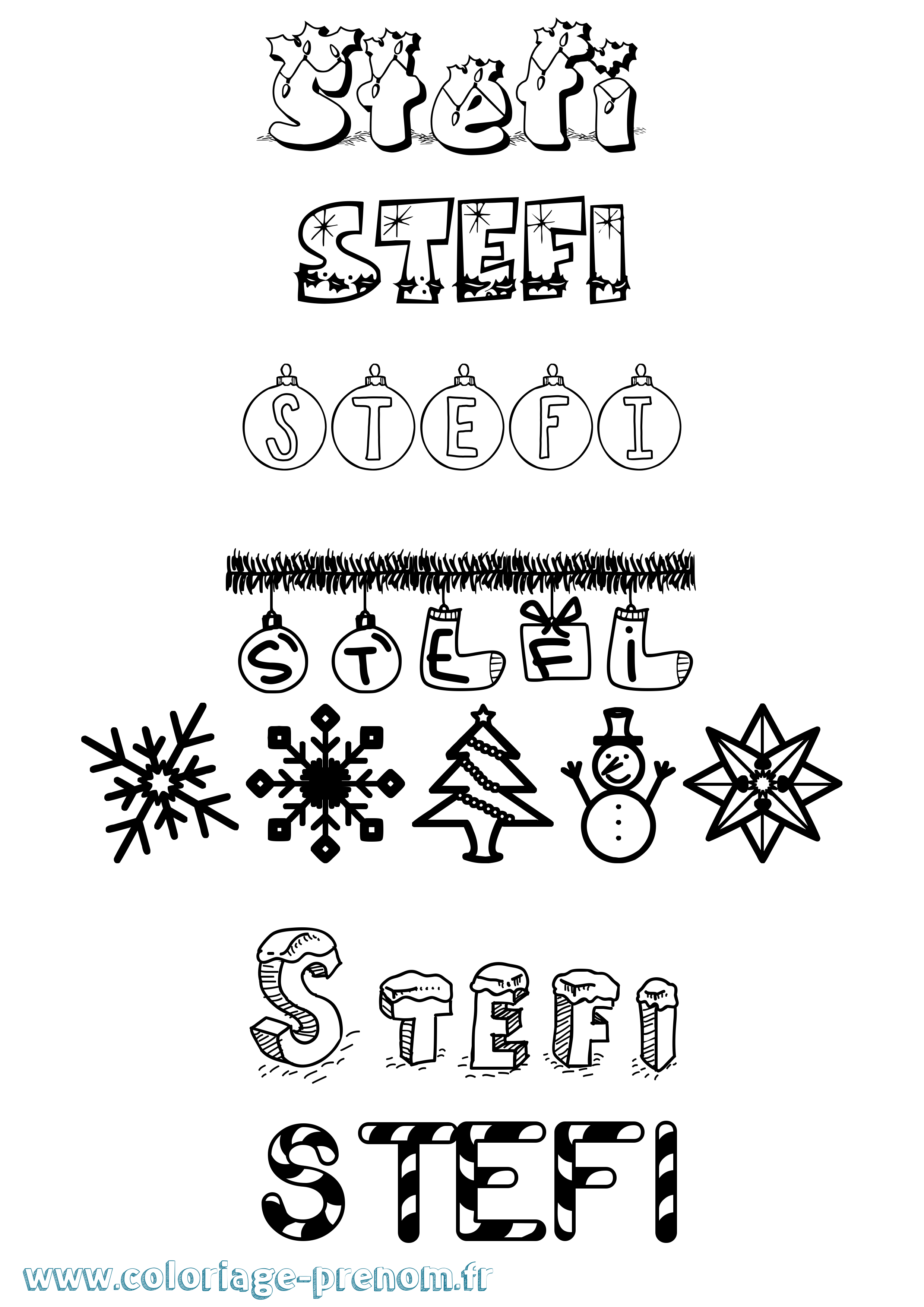 Coloriage Stefi Noël Coloriage prénom Stefi Noël