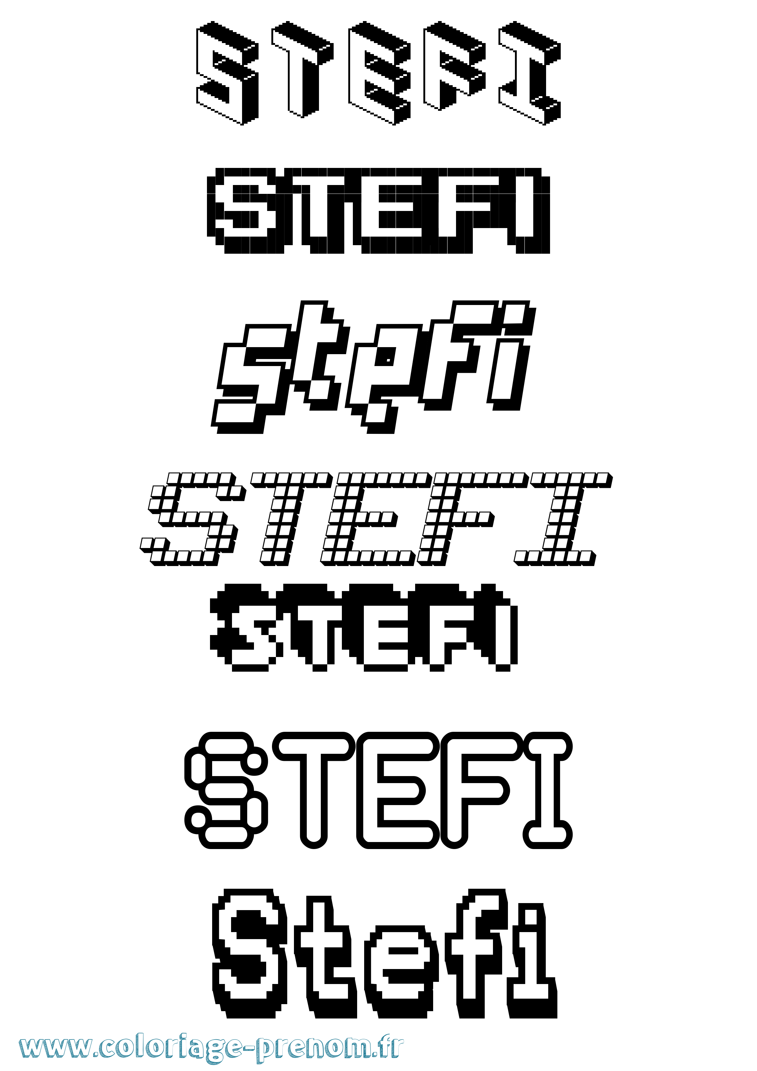 Coloriage Stefi Pixel Coloriage prénom Stefi Pixel