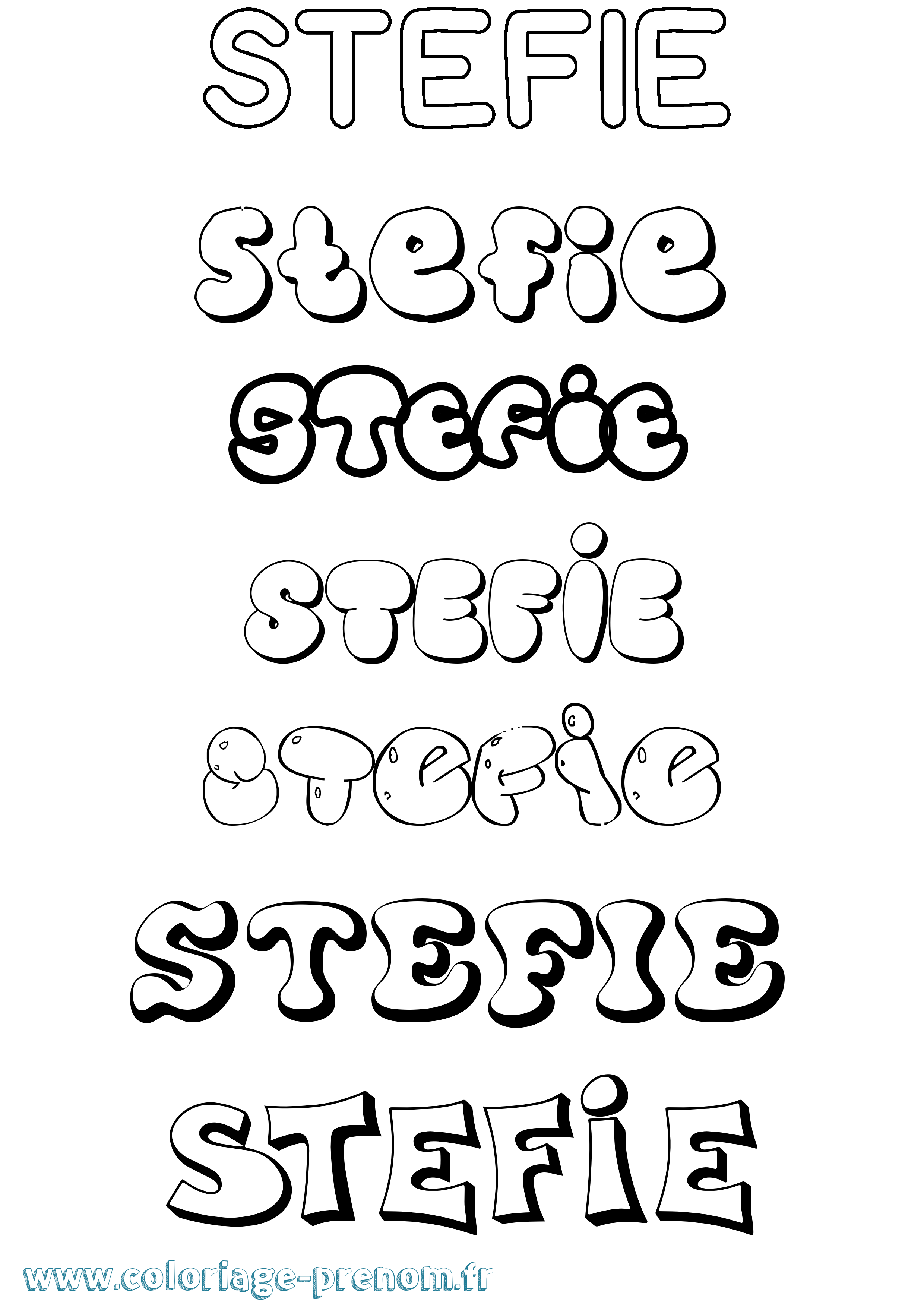 Coloriage Stefie Bubble Coloriage prénom Stefie Bubble
