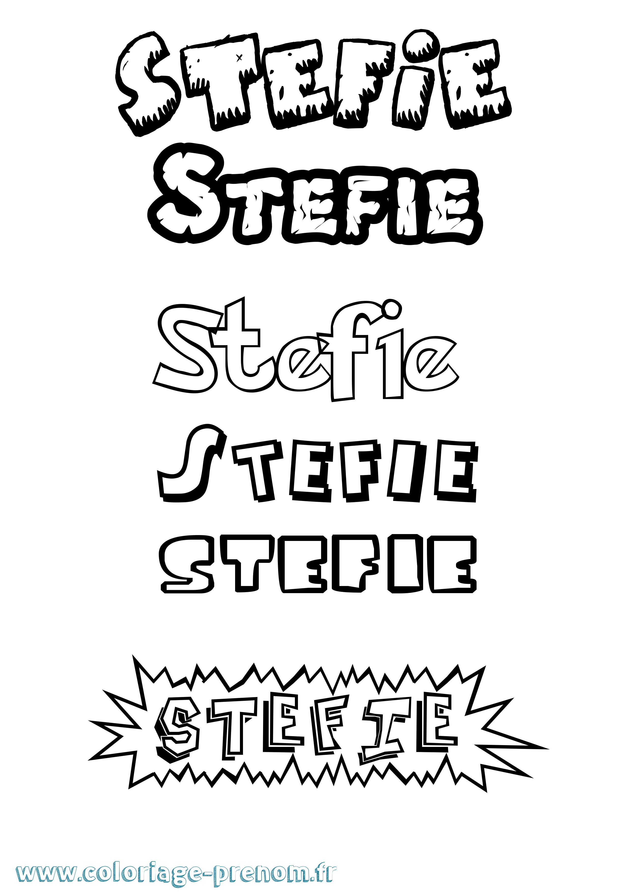 Coloriage Stefie Dessin Animé Coloriage prénom Stefie Dessin Animé
