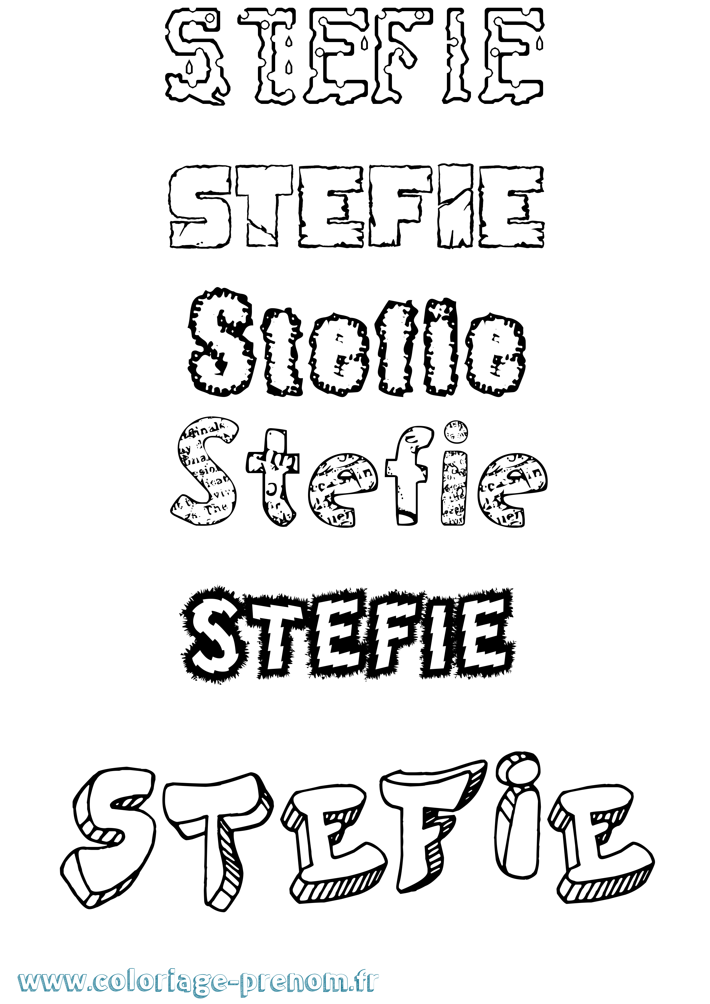 Coloriage Stefie Destructuré Coloriage prénom Stefie Destructuré