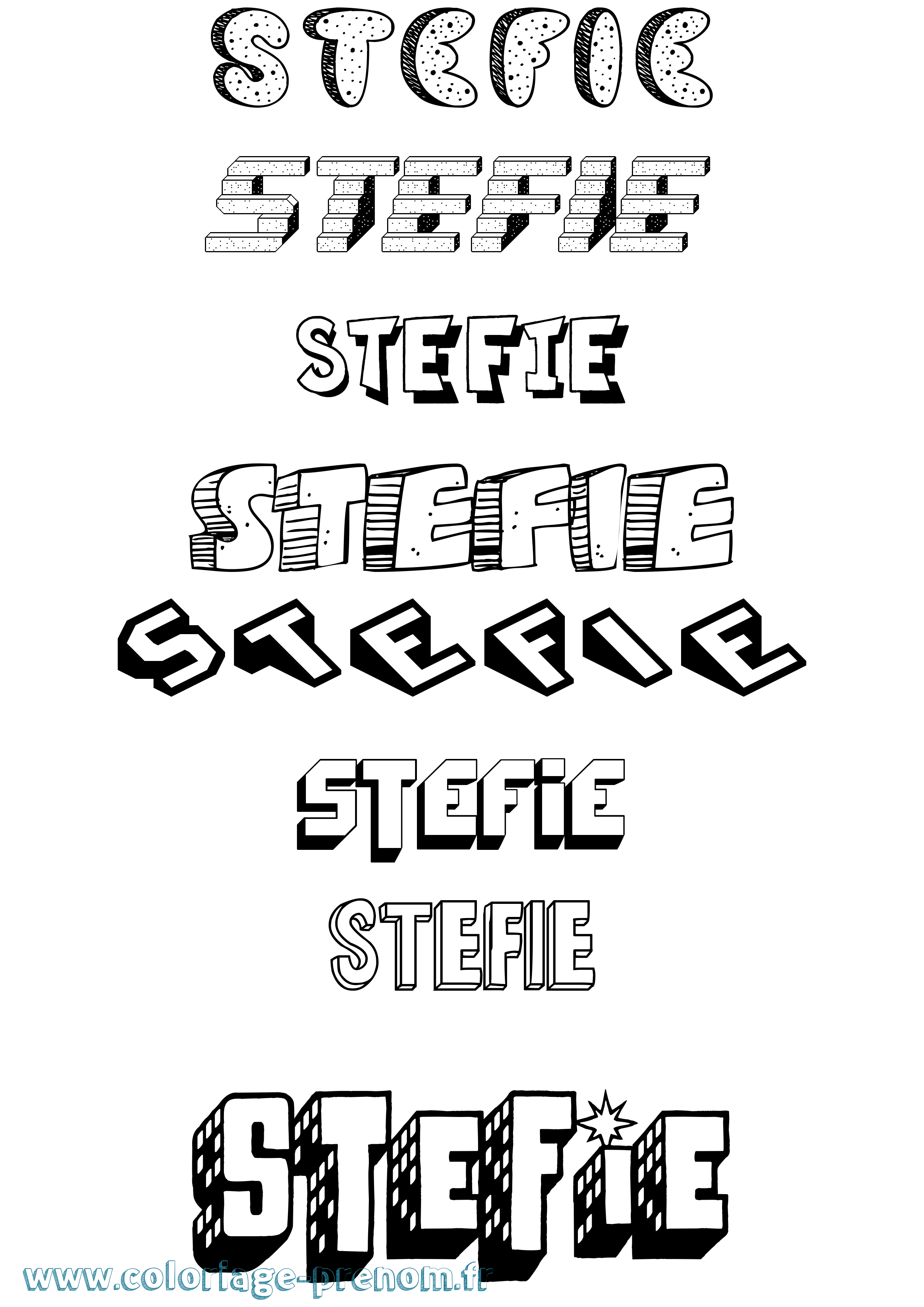 Coloriage Stefie Effet 3D Coloriage prénom Stefie Effet 3D