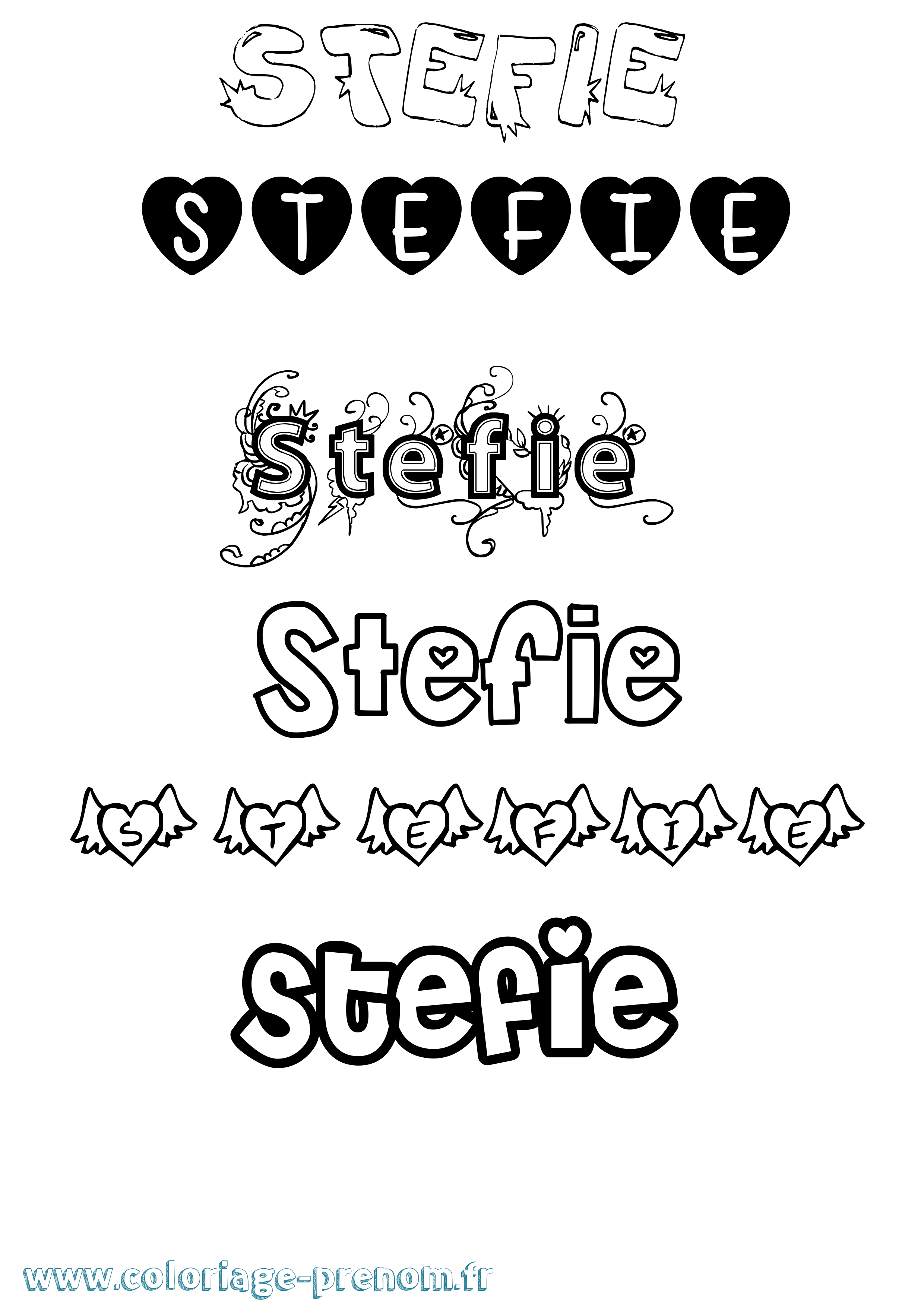 Coloriage Stefie Girly Coloriage prénom Stefie Girly