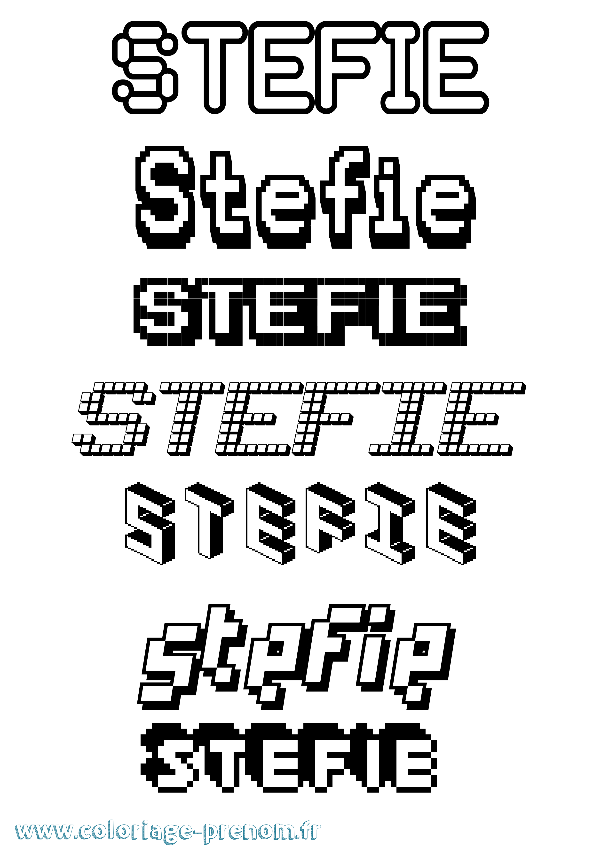 Coloriage Stefie Pixel Coloriage prénom Stefie Pixel