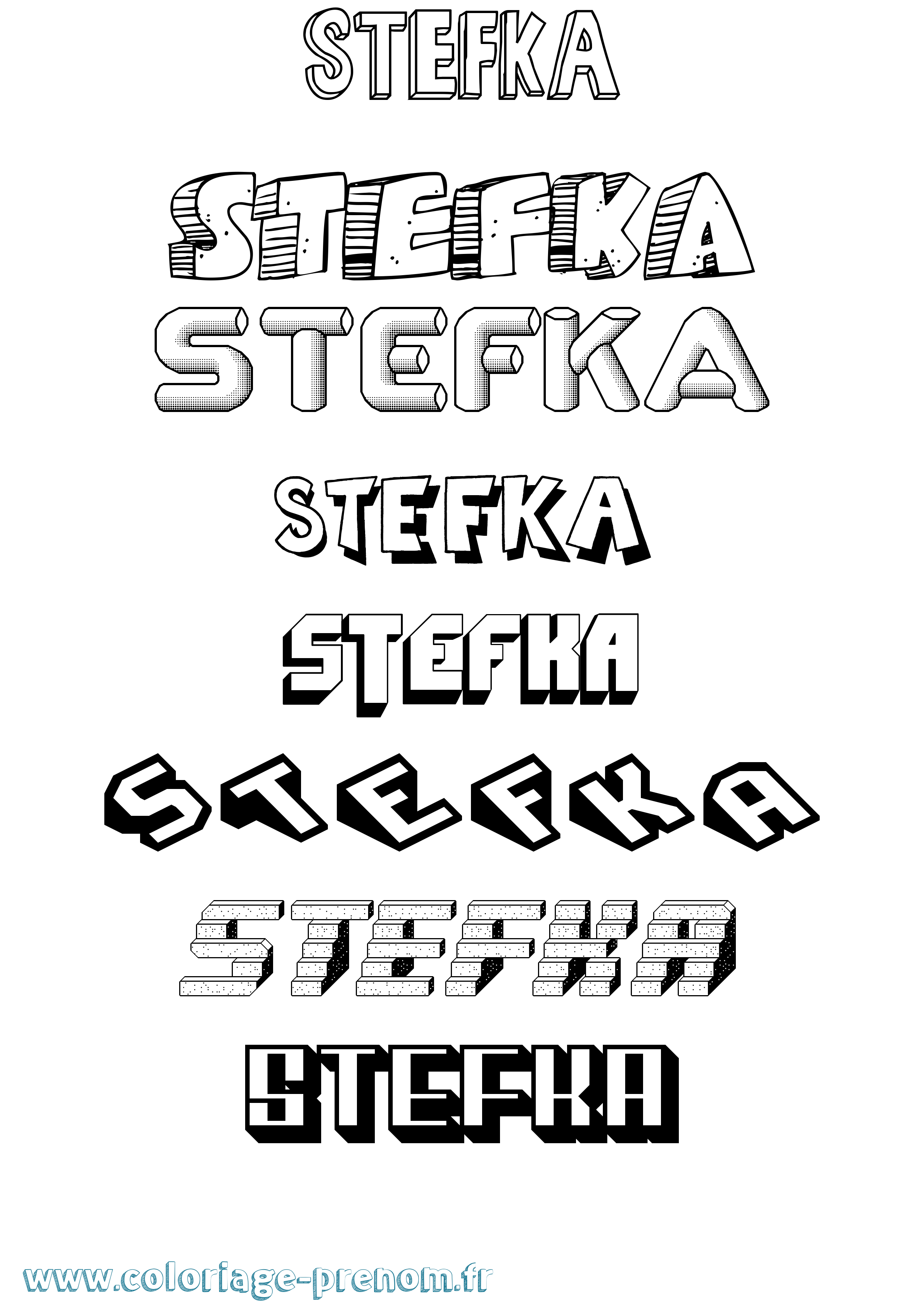 Coloriage Stefka Effet 3D Coloriage prénom Stefka Effet 3D