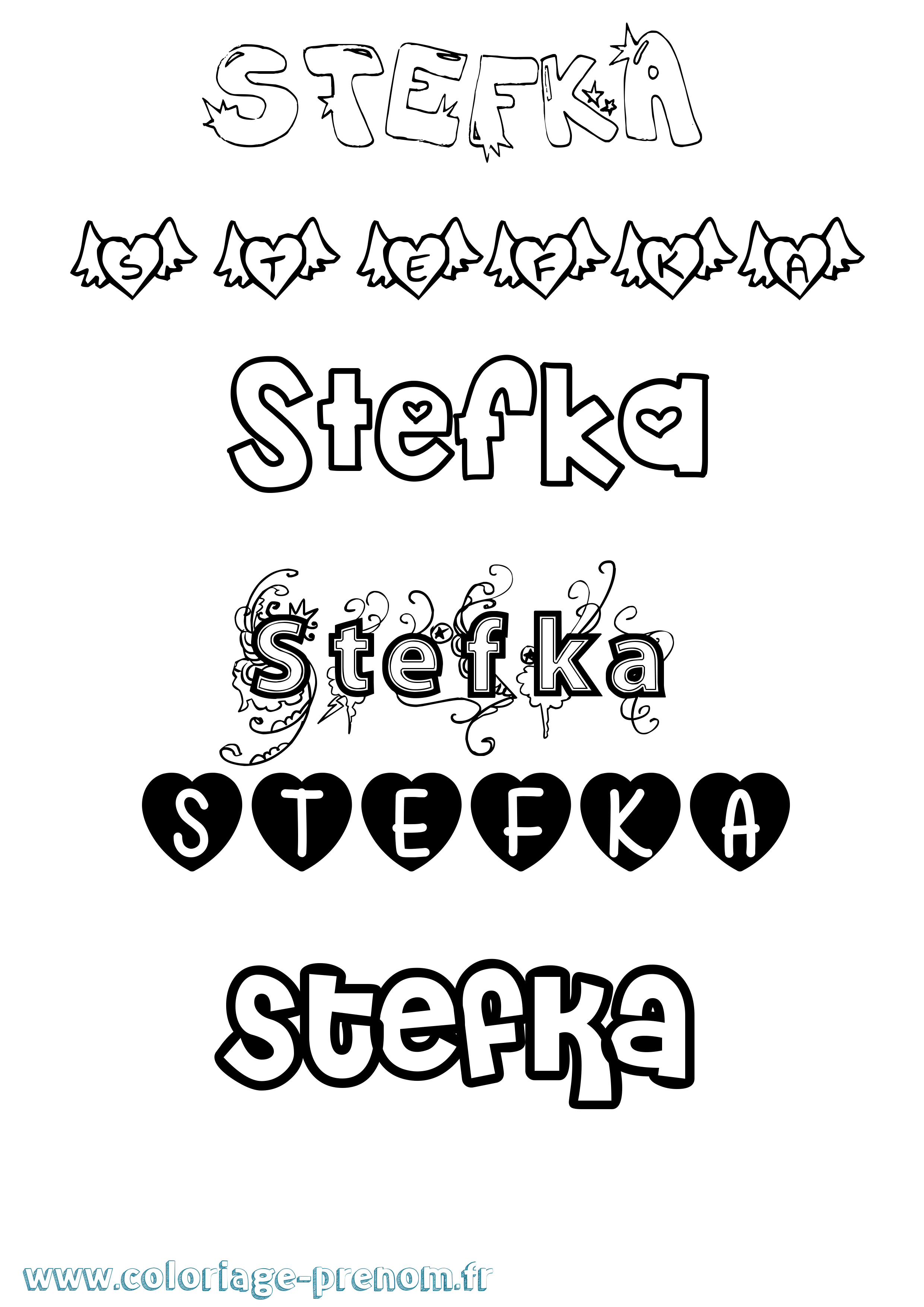 Coloriage Stefka Girly Coloriage prénom Stefka Girly